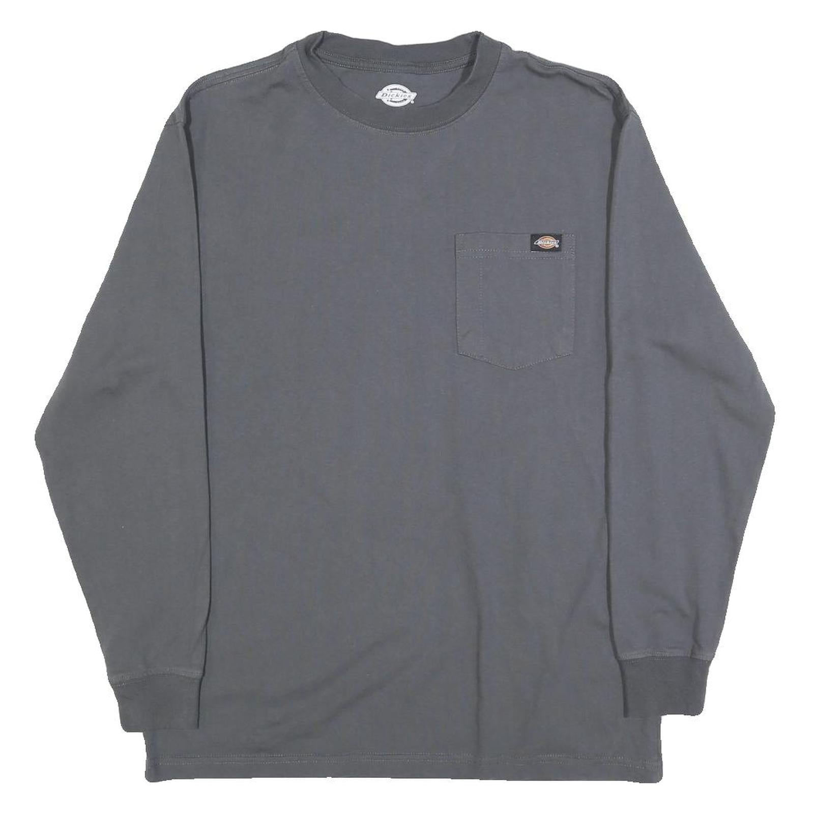 DICKIES Mens Grey Long Sleeve T-Shirt Crew Neck Cotton Blend Pocket M Casual Refurbished - N/A refurbished available on Cerqular