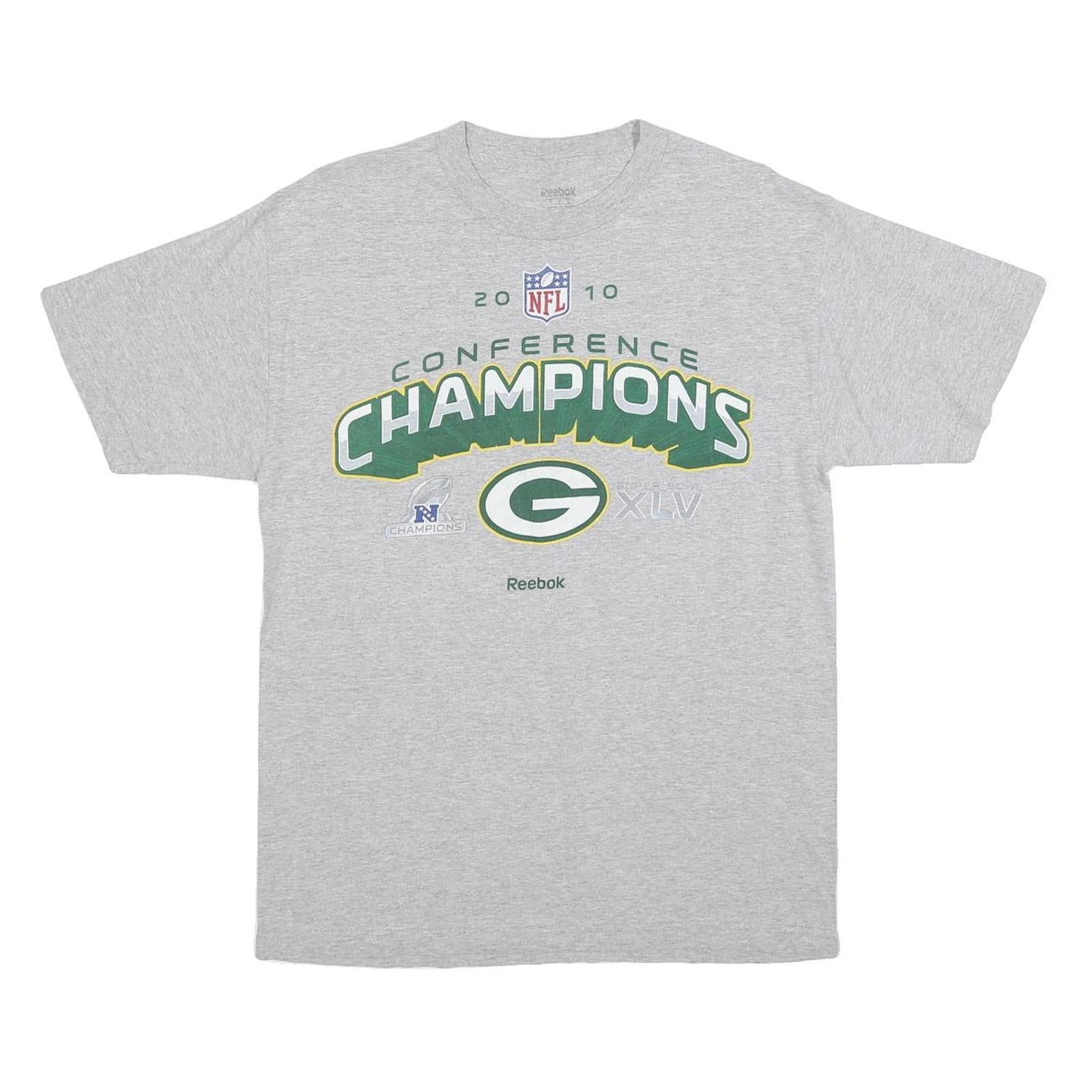 REEBOK Mens Grey Green NFL Conference Champions T-Shirt S Short Sleeve Crew Neck Refurbished - N/A refurbished available on Cerqular