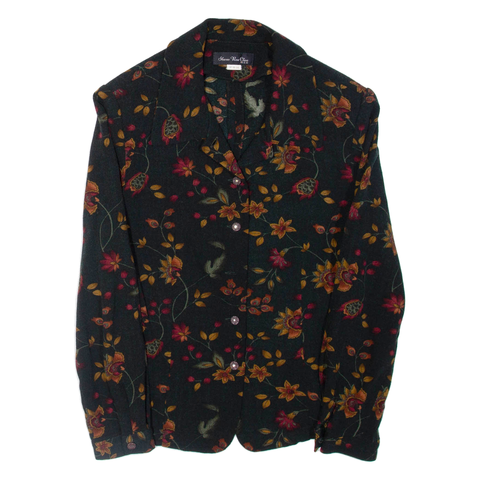 SHWE REU CHEE Womens Blazer Jacket Green Floral S Refurbished - N/A refurbished available on Cerqular