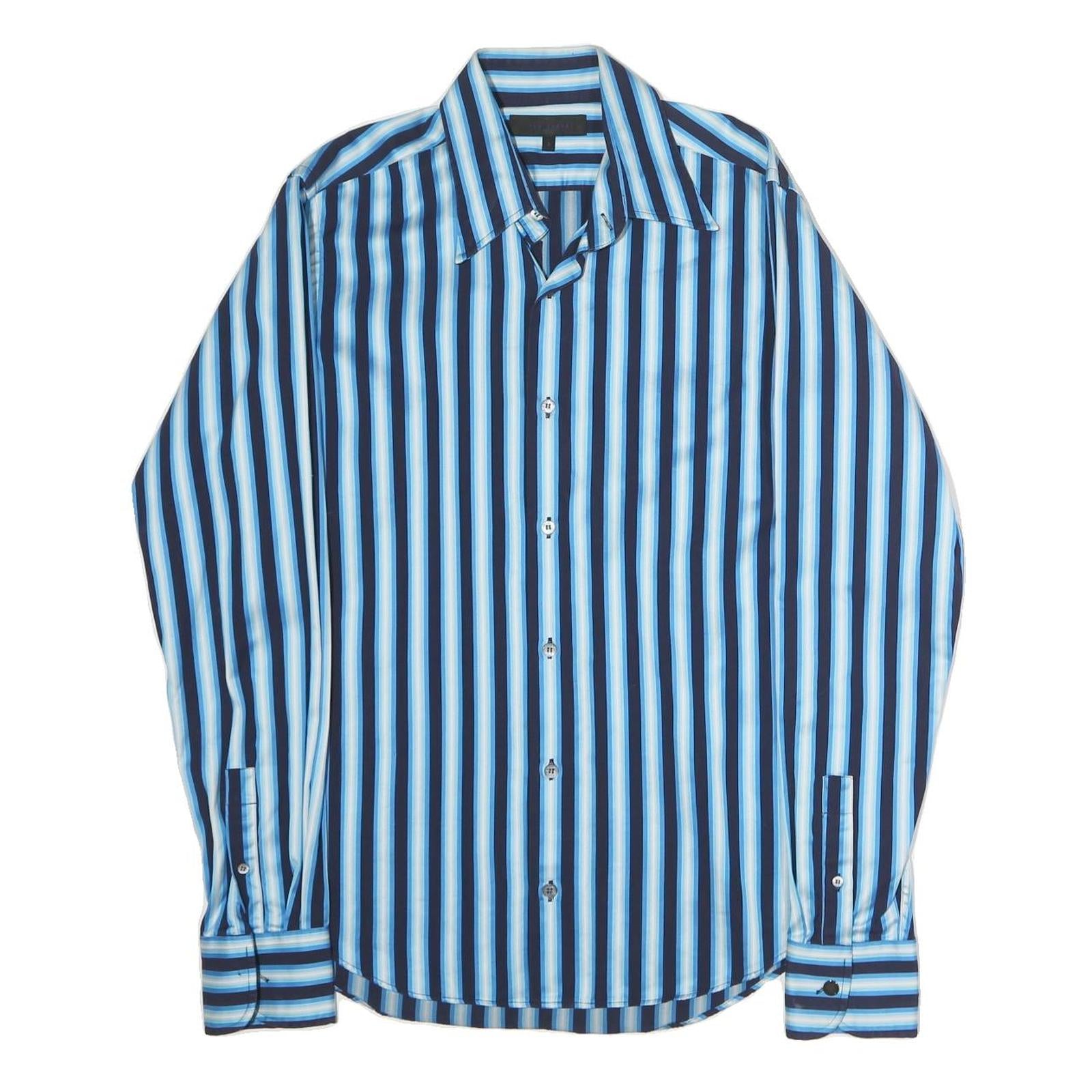 TED BAKER Mens Blue & Light Blue Striped Shirt M Smart Casual Long Sleeve Cotton Refurbished - N/A refurbished available on Cerqular