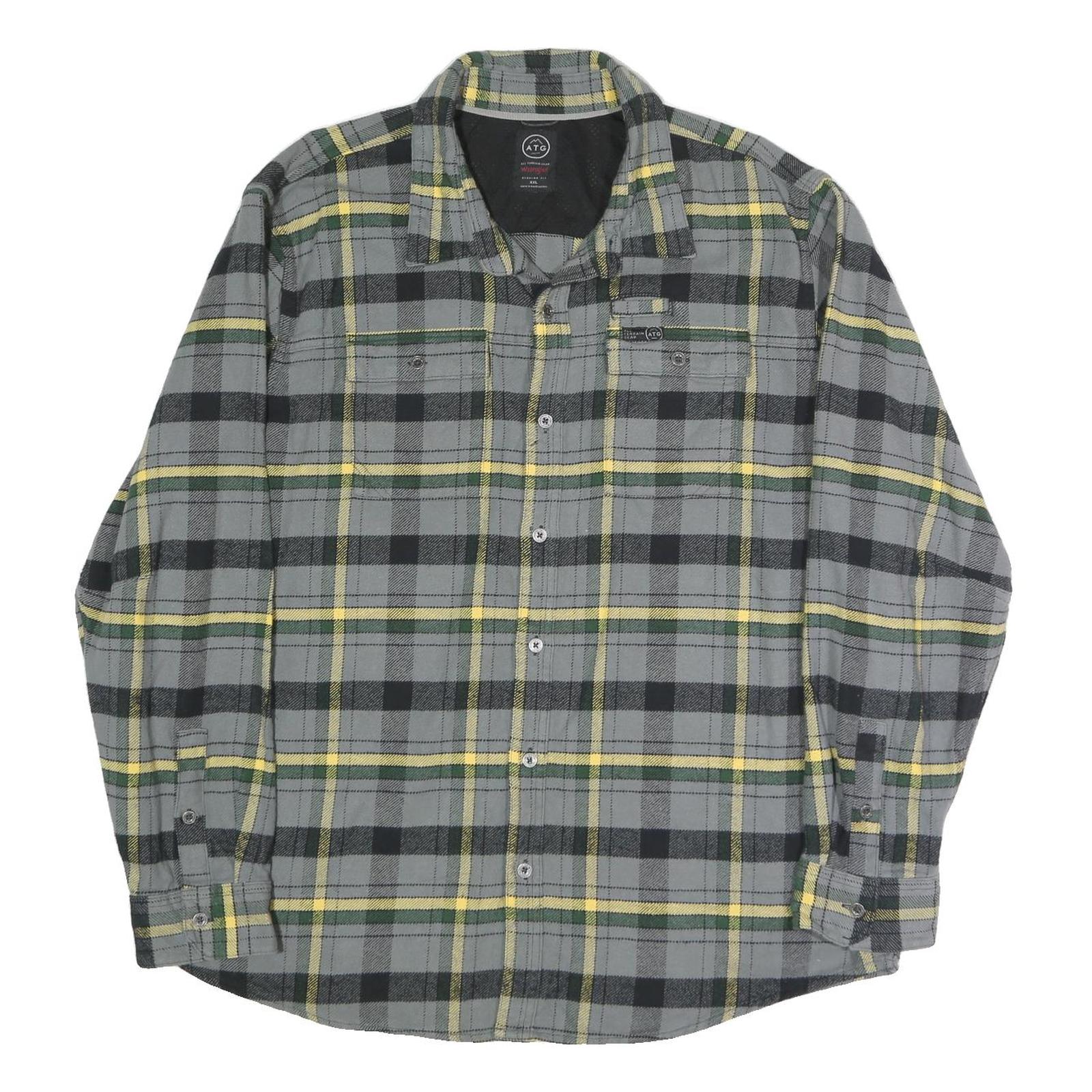 WRANGLER Mens Grey Black & Yellow Check Shirt 2XL Cotton Blend Long Sleeve Refurbished - N/A refurbished available on Cerqular