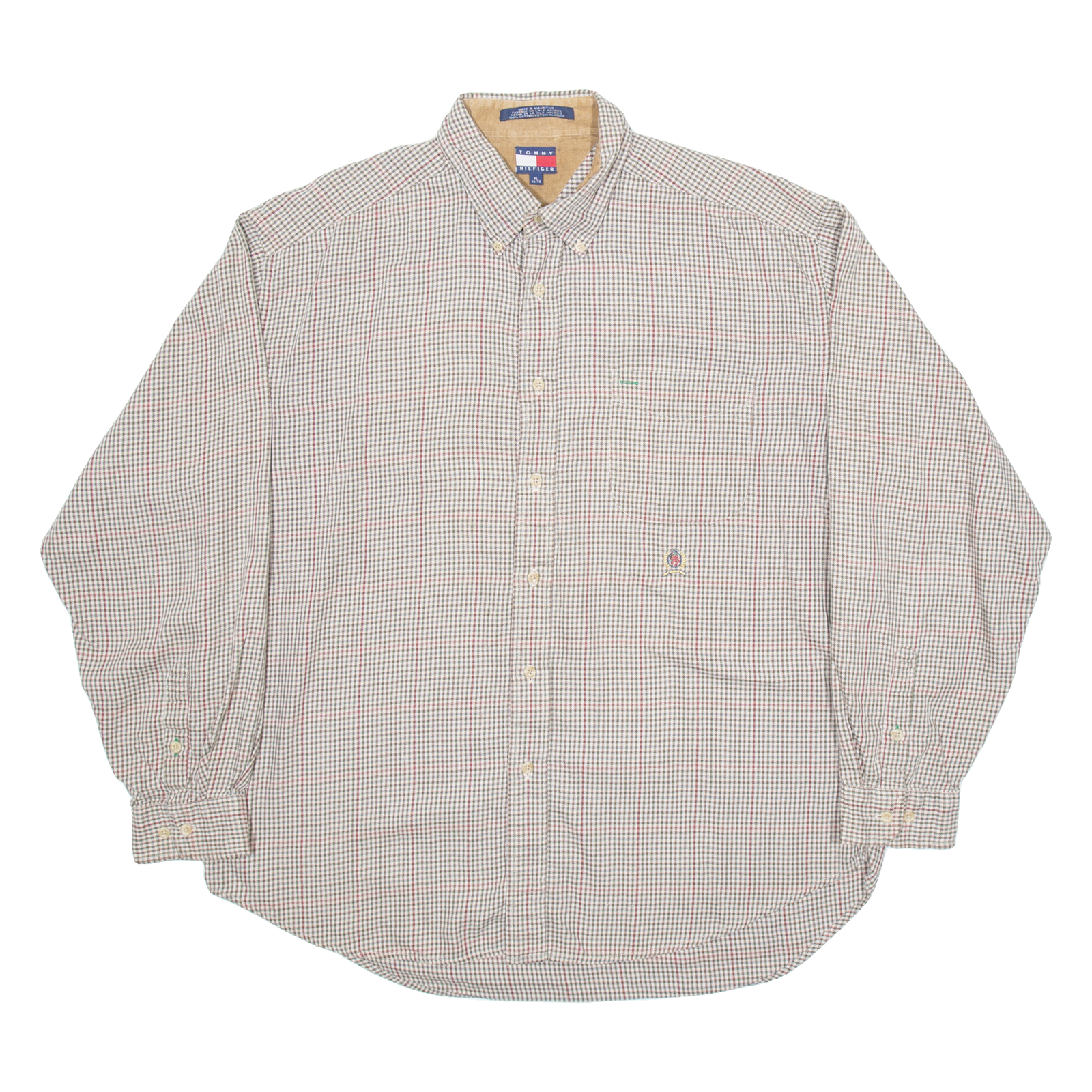 TOMMY HILFIGER Mens Shirt Brown Check Long Sleeve XL Refurbished - N/A refurbished available on Cerqular