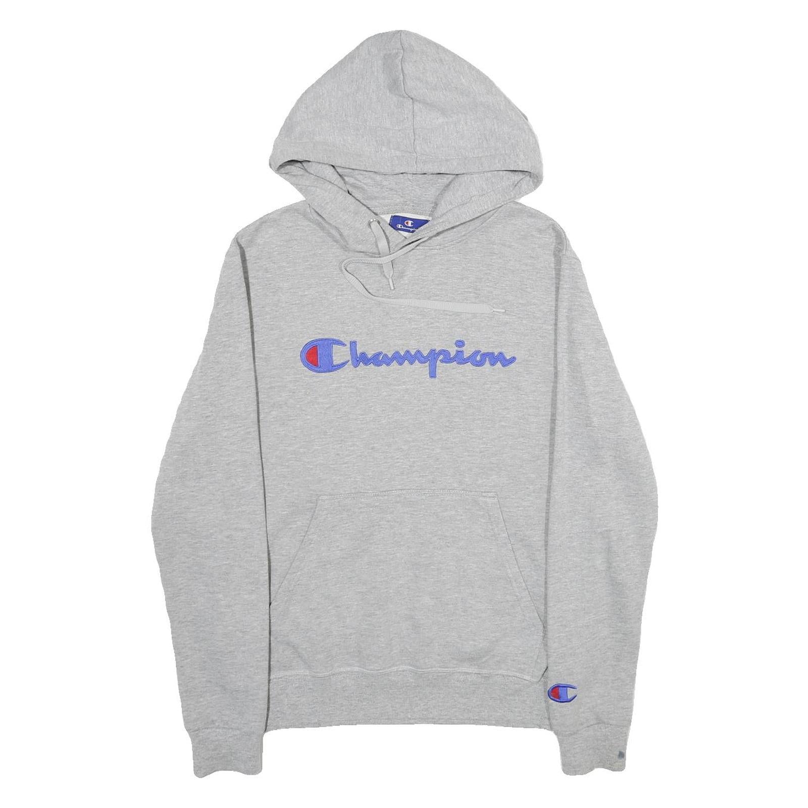 CHAMPION Mens Grey Hoodie S Classic Logo Pullover Drawstring Hooded Sweatshirt Refurbished - N/A refurbished available on Cerqular