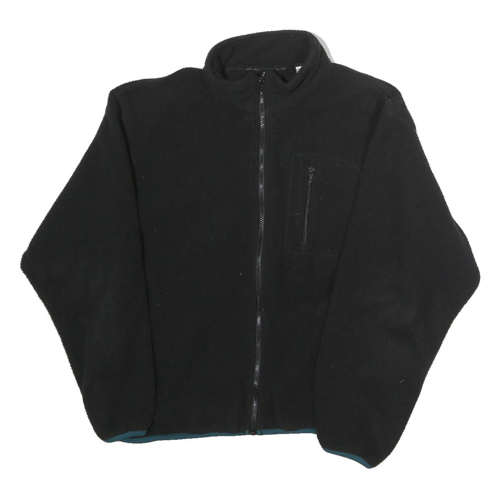 Mens Black Polyester Zip Up Jacket L Plain Casual Outdoor Warm Layer Refurbished - N/A refurbished available on Cerqular