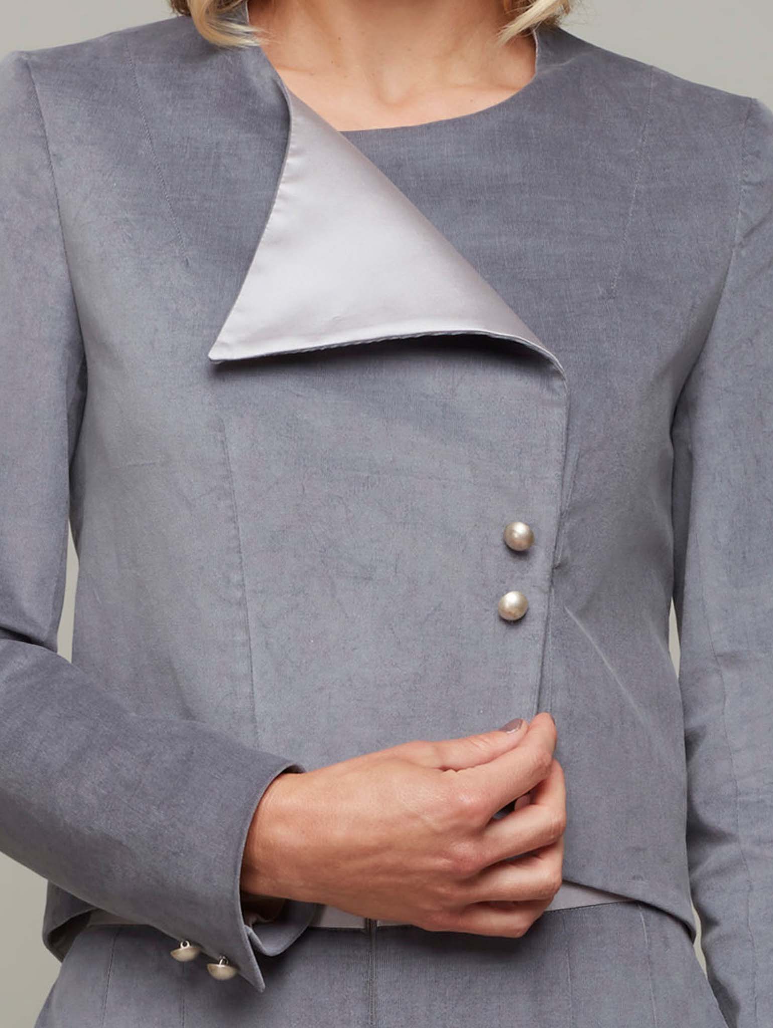 ASTEREAE | Wrap Front Jacket | Color: Frost Grey | Size: M Refurbished - N/A refurbished available on Cerqular