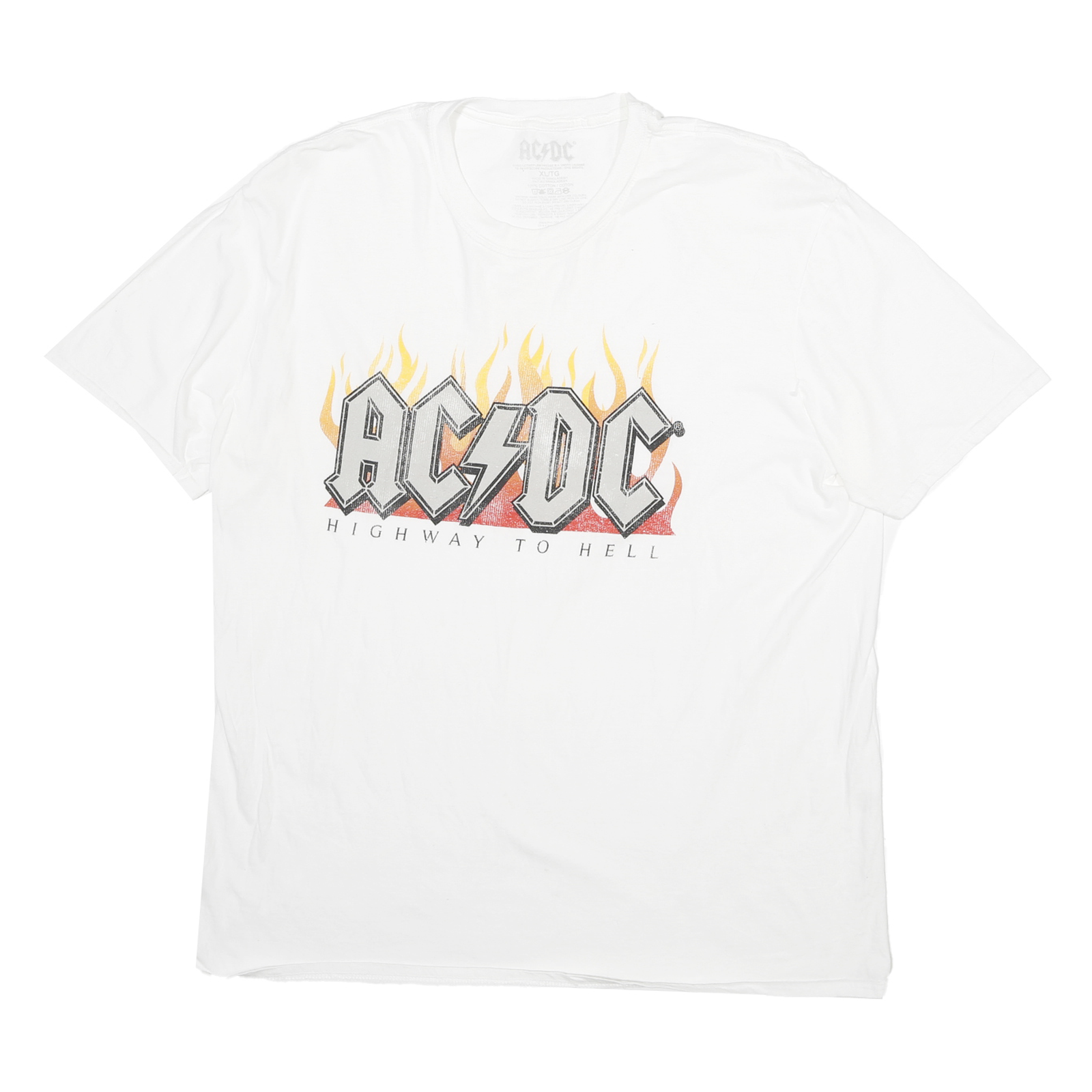 AC DC Mens White Highway To Hell Graphic T-Shirt XL Short Sleeve Crew Neck Rock Refurbished - N/A refurbished available on Cerqular