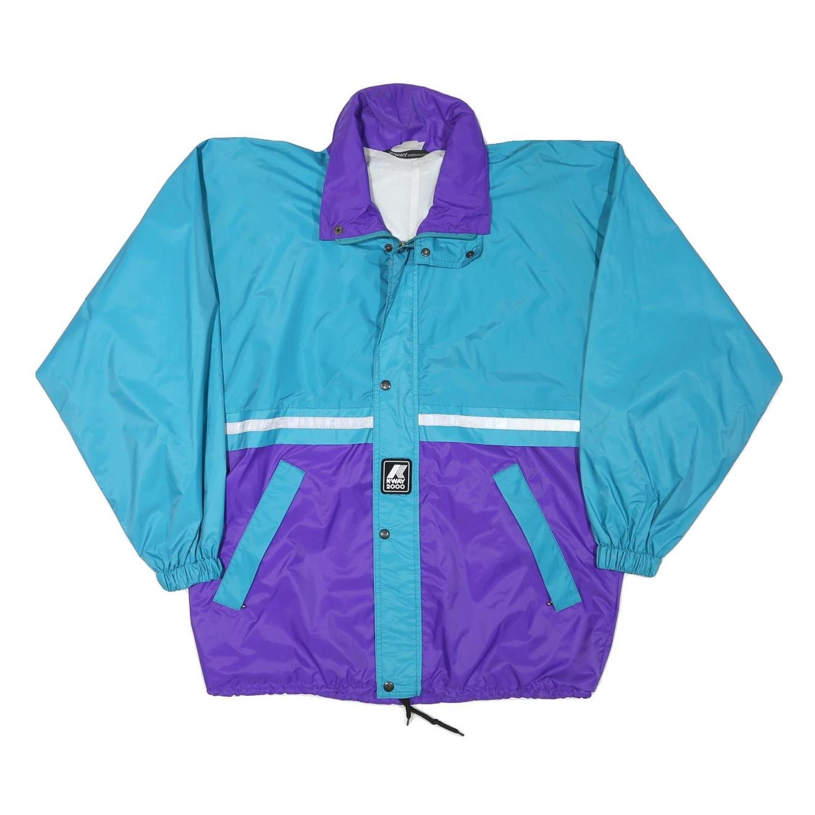 K WAY Mens Blue & Purple Zip Jacket S Polyester Blend Colourblock Windbreaker Refurbished - N/A refurbished available on Cerqular