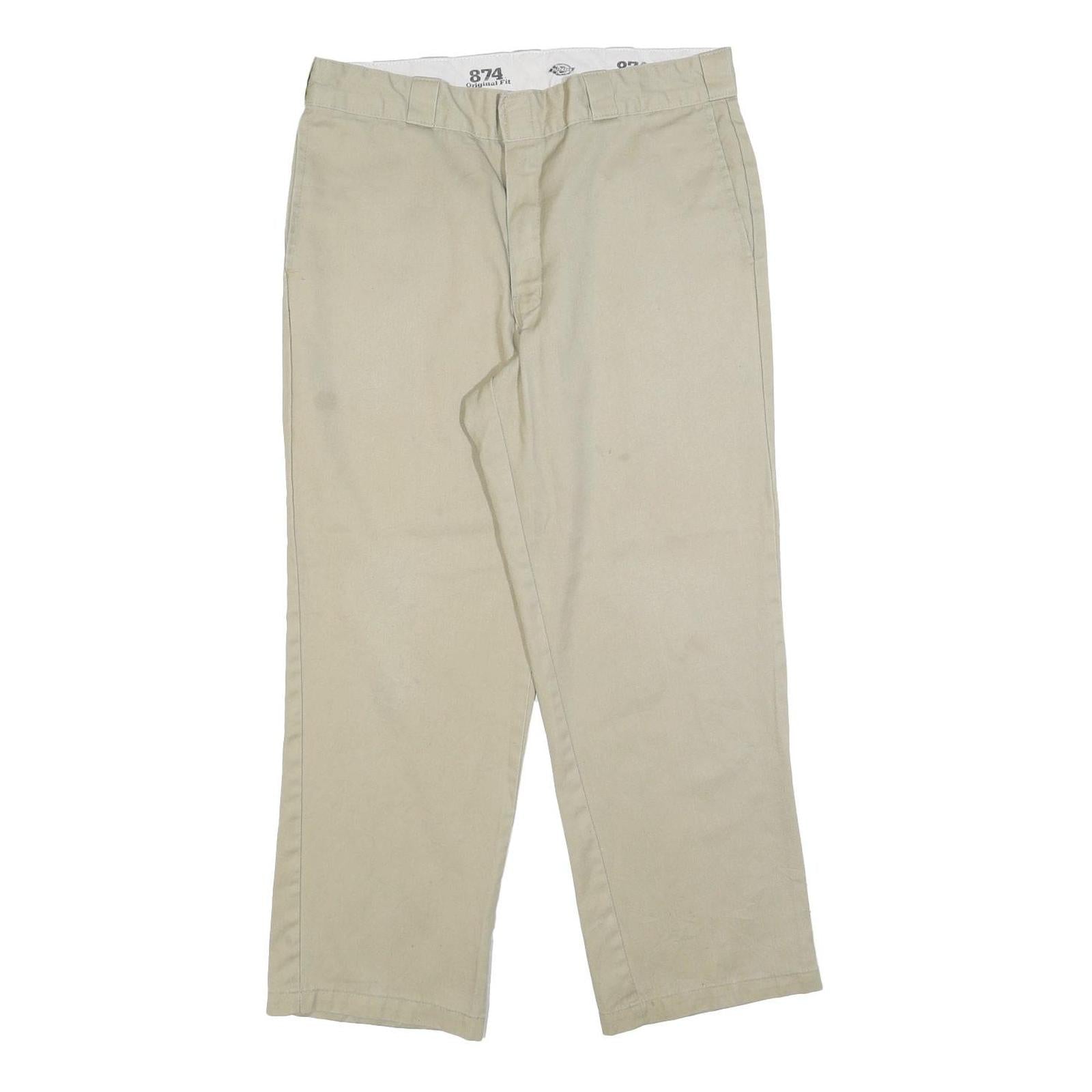DICKIES Mens Cotton Blend Beige Regular Straight Trousers W34 L28 Classic Refurbished - N/A refurbished available on Cerqular