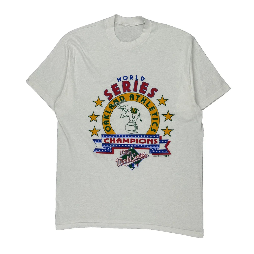 Oakland Athletics Unbranded Mlb T-Shirt - Large Multicoloured Cotton Refurbished - Thrifted (note: this is a term often used to describe second- refurbished available on Cerqular