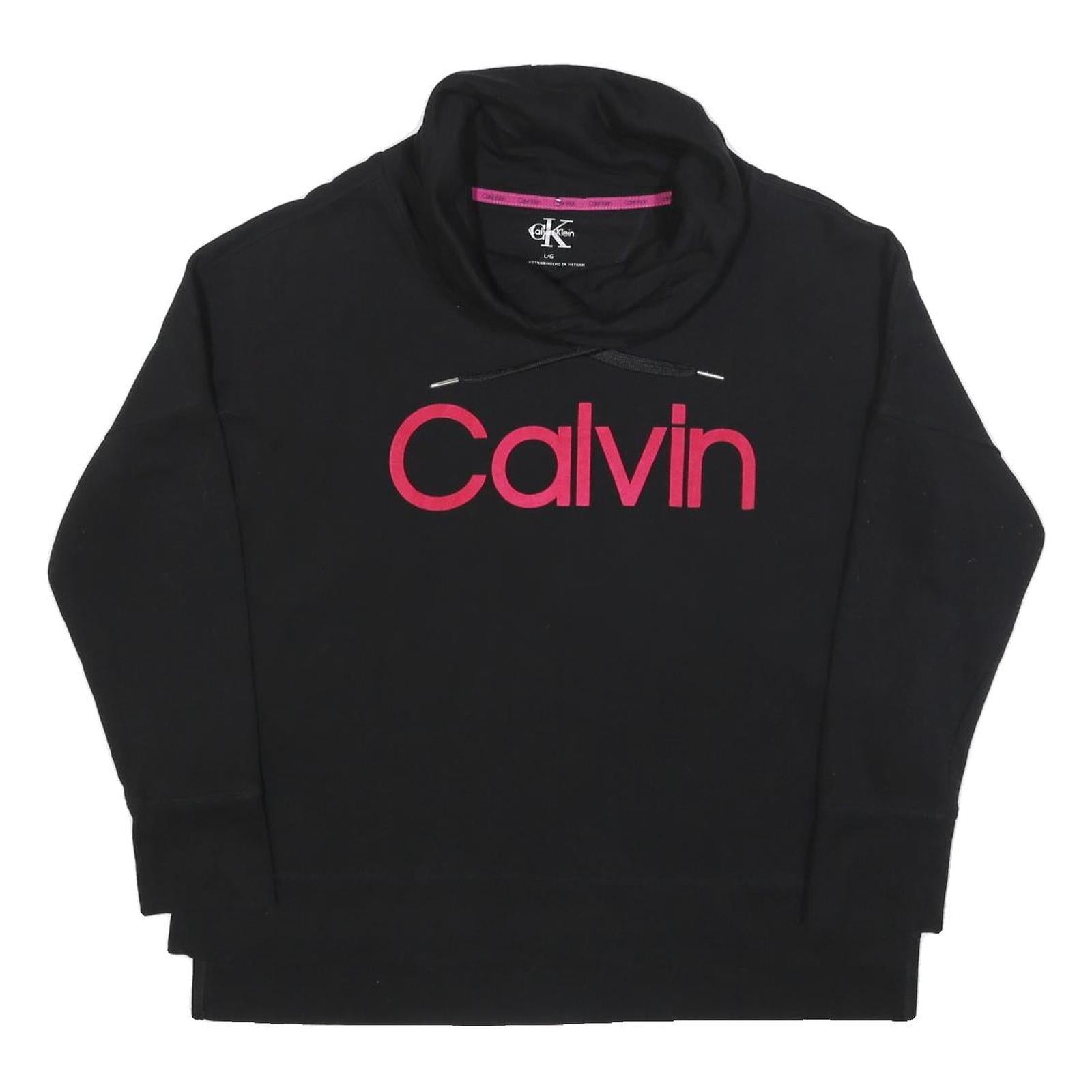 CALVIN KLEIN Womens Black Hoodie L Cotton Blend Casual Pullover Refurbished - N/A refurbished available on Cerqular