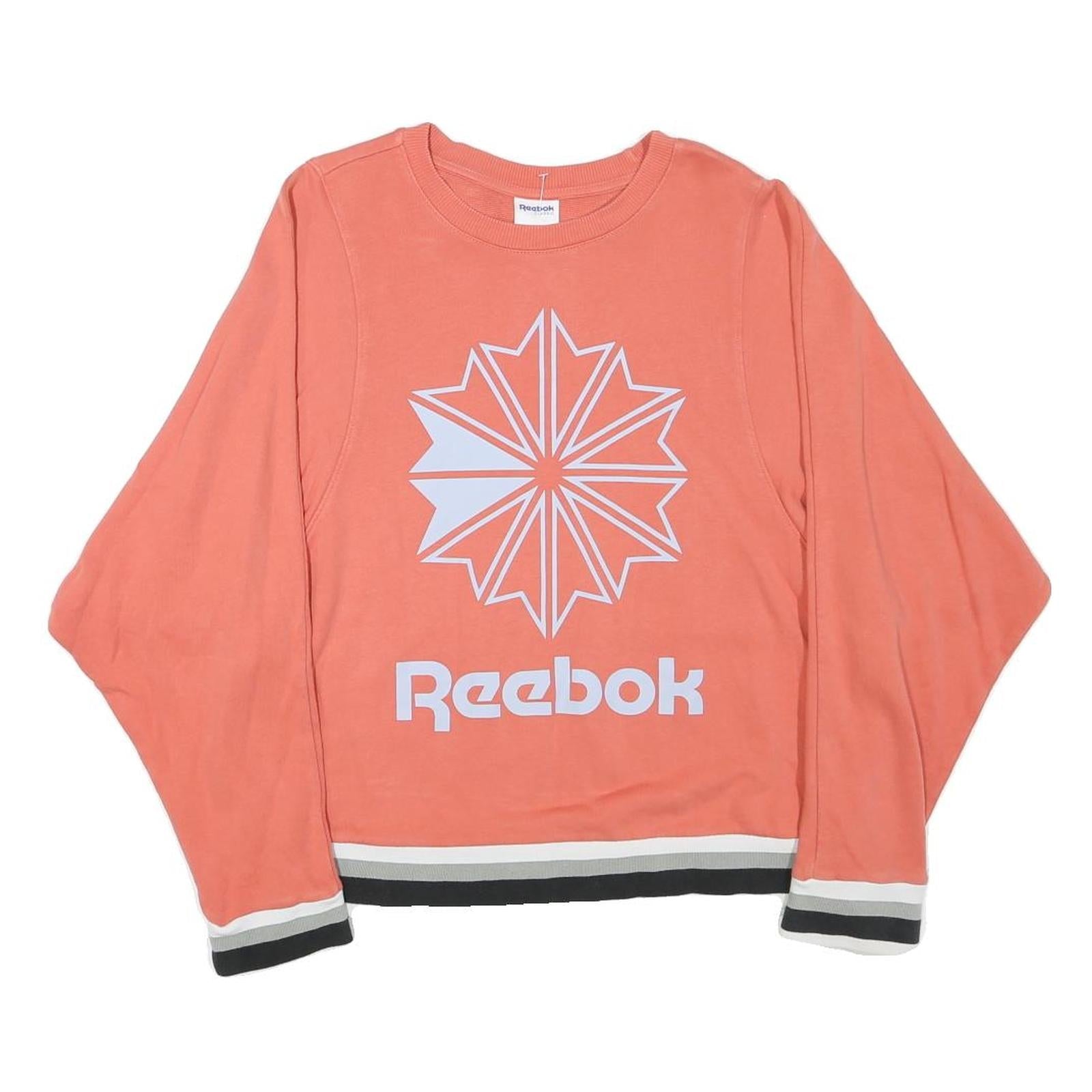 REEBOK Womens Coral Sweatshirt M Crew Neck Cotton Blend Logo Print Refurbished - N/A refurbished available on Cerqular