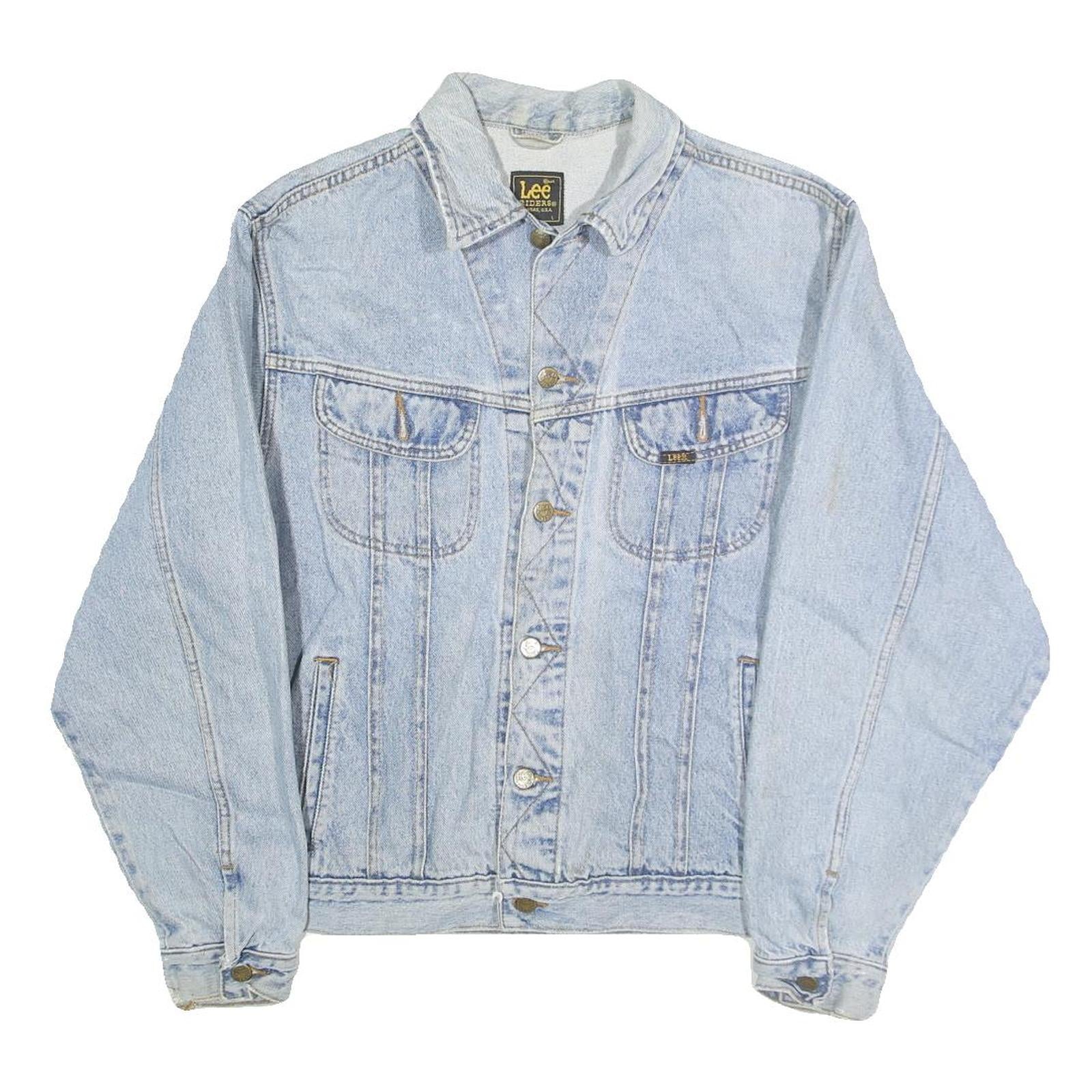 LEE Mens Blue Denim Jacket L Cotton Classic Fit Button Closure Casual Style Refurbished - N/A refurbished available on Cerqular