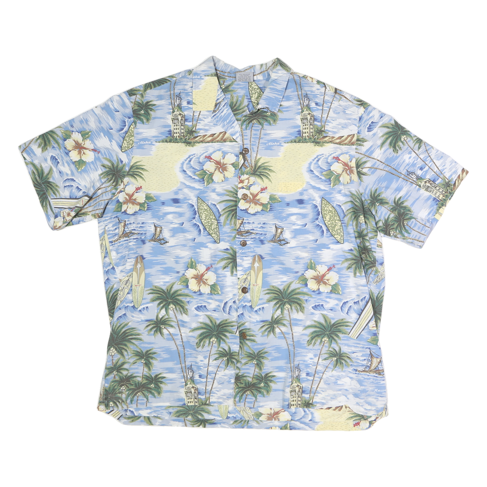 ROYAL CREATIONS Mens Blue Hawaiian Shirt XL Cotton Tropical Print Summer Casual Refurbished - N/A refurbished available on Cerqular