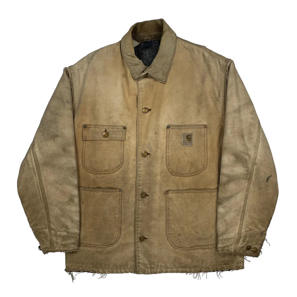 Carhartt Jacket - 2XL Beige Polyester Refurbished - Thrifted (note: this is a term often used to describe second- refurbished available on Cerqular