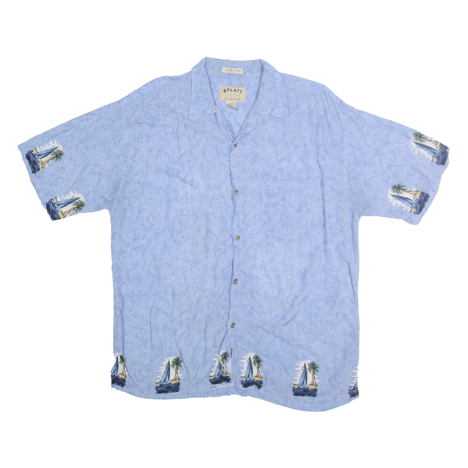 Buy SPLATT Mens Blue Rayon Shirt XL Tropical Sailboat Print Summer Beachwear Refurbished - $16.89 SPLATT Mens Blue Rayon Shirt XL Tropical Sailboat Print Summer Beachwear Refurbished - N/A refurbished available on Cerqular