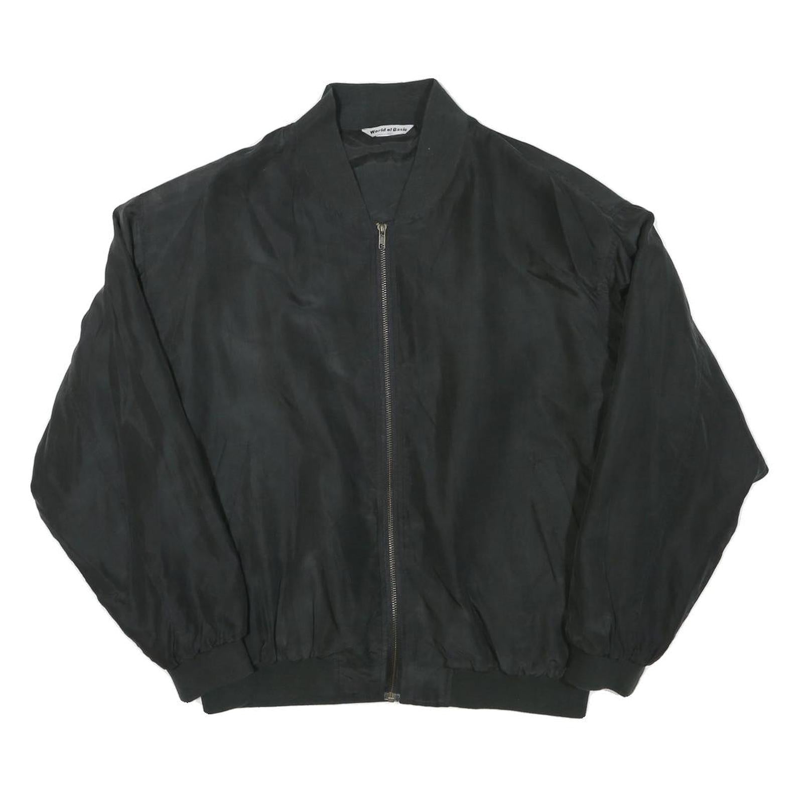 WORLD OF BASIC Mens Black Jacket L Polyester Blend Bomber Zip Casual Outerwear Refurbished - N/A refurbished available on Cerqular