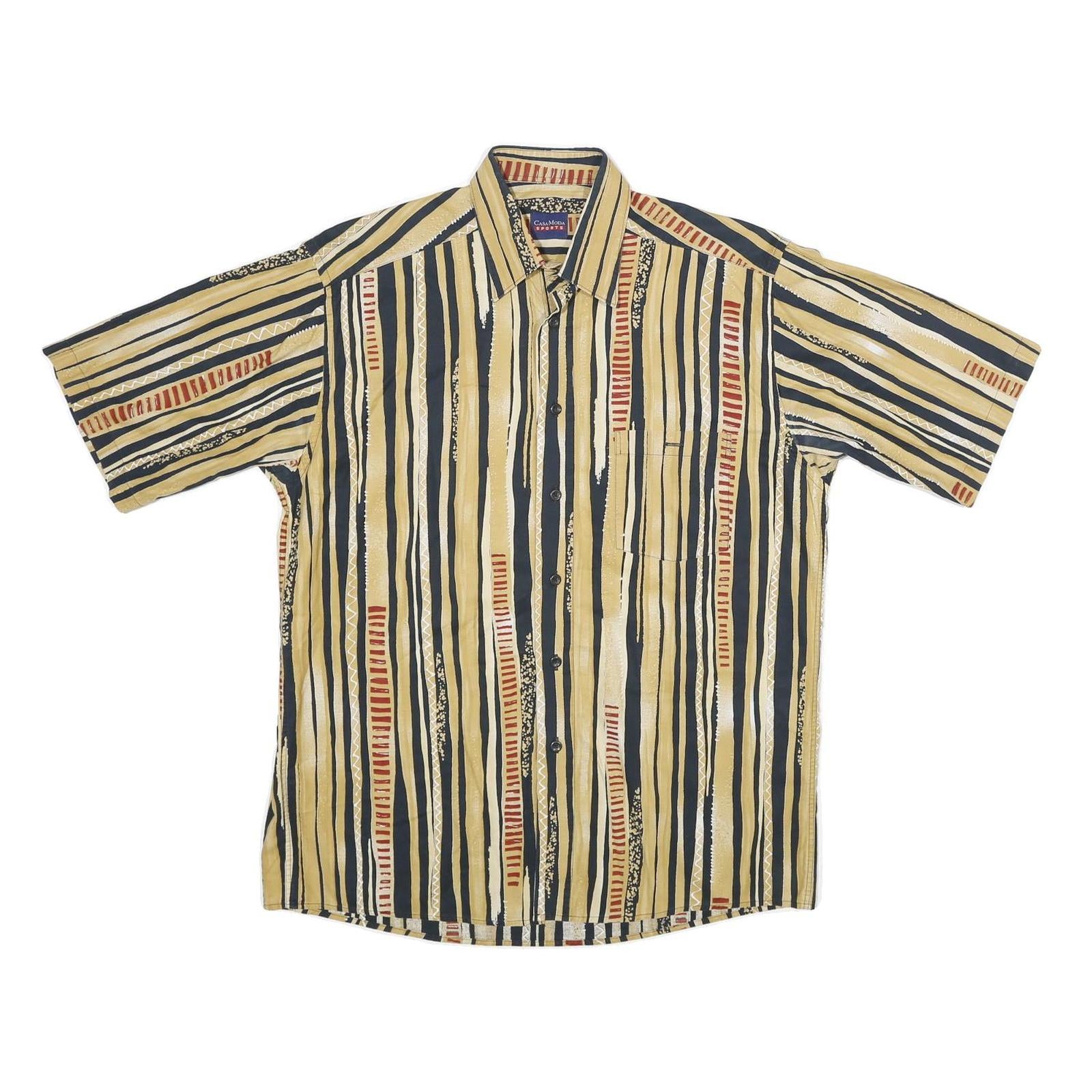 CASA MODA SPORTS Mens Beige & Black Patterned Cotton Shirt M Casual Summer Style Refurbished - N/A refurbished available on Cerqular