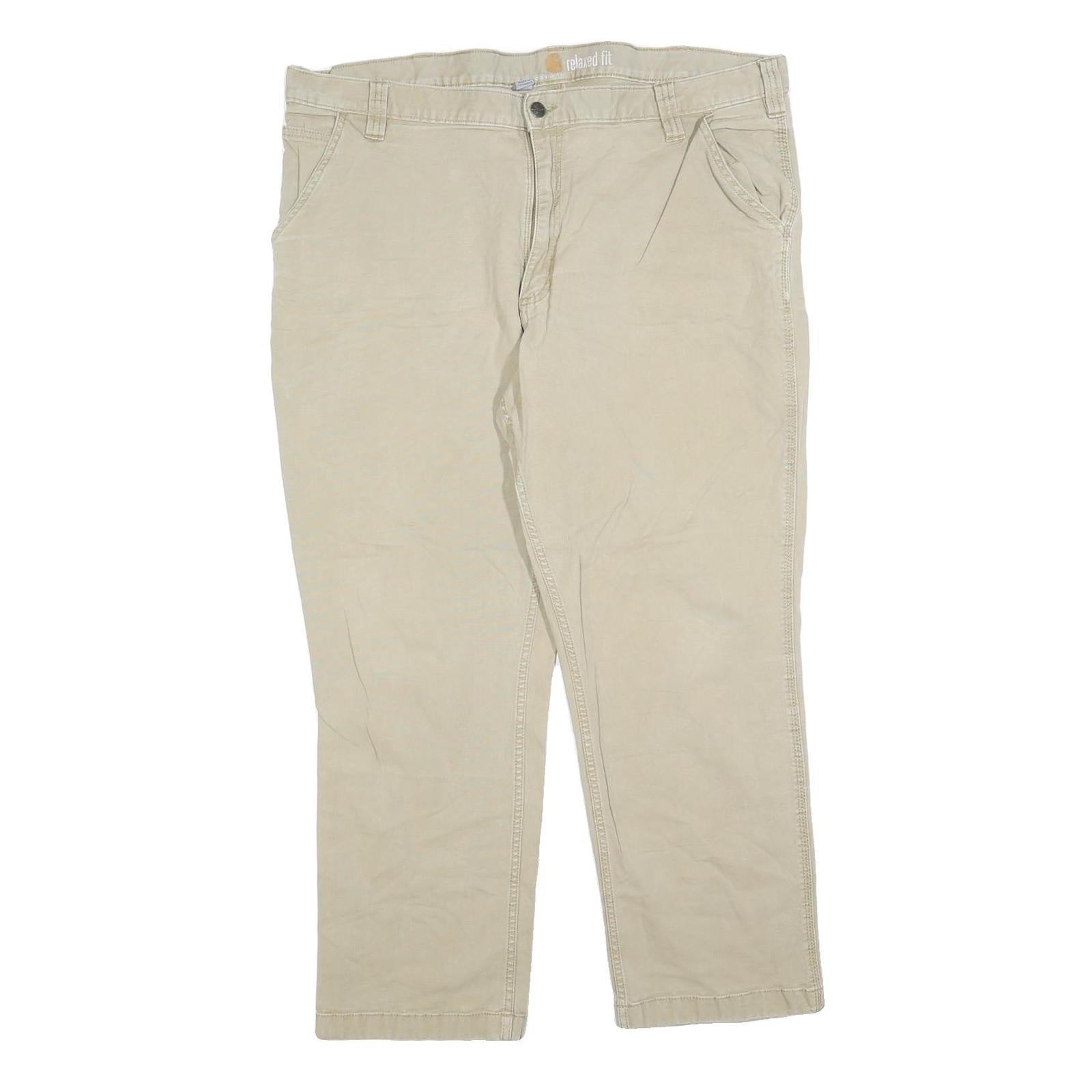 CARHARTT Mens Cotton Blend Beige Relaxed Tapered Trousers W42 L27 Workwear Zip Refurbished - N/A refurbished available on Cerqular