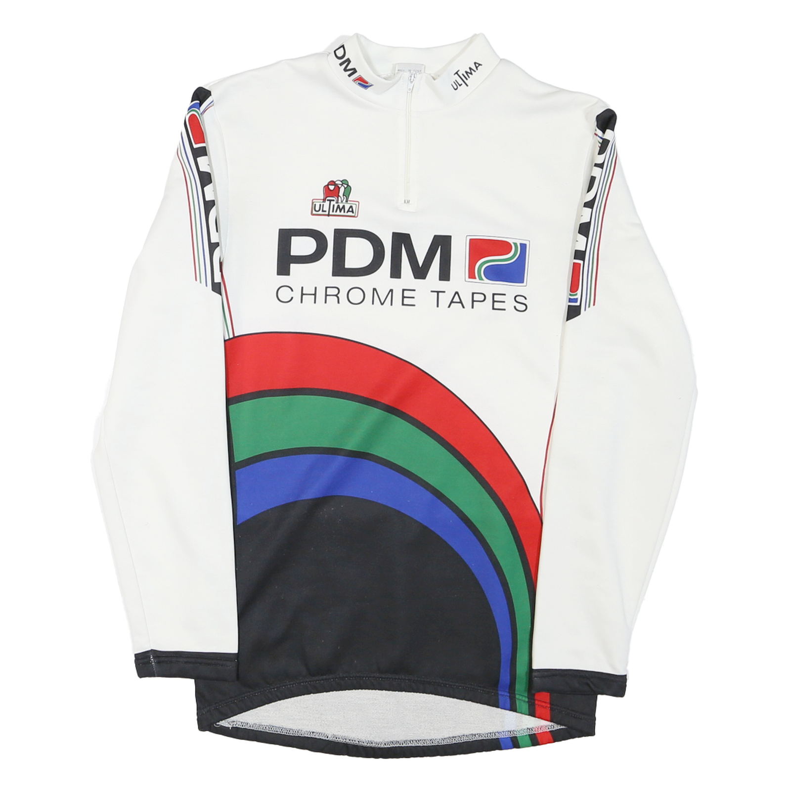 Mens White & Black PDM Chrome Tapes Graphic Long Sleeve 1/4 Zip Jersey S Refurbished - N/A refurbished available on Cerqular