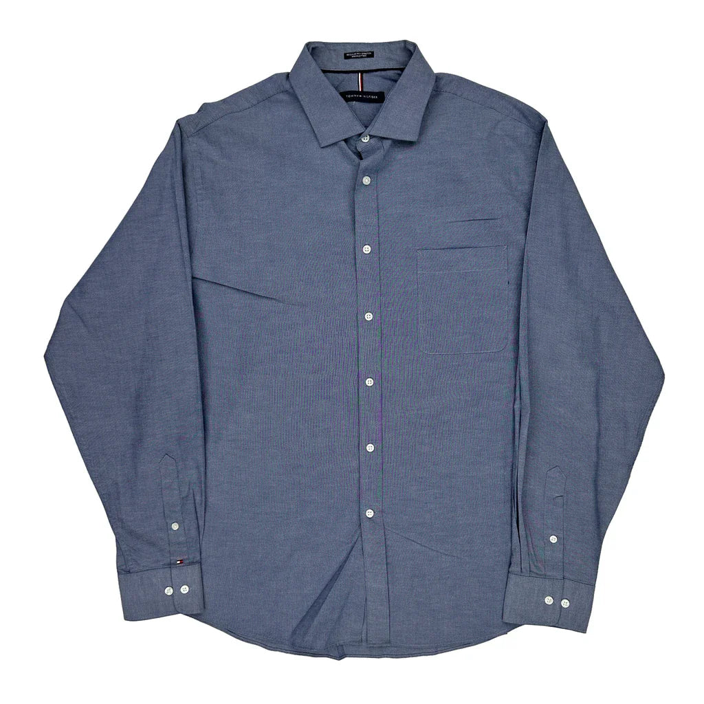 Tommy Hilfiger Shirt - XL Blue Cotton Refurbished - Thrifted (note: this is a term often used to describe second- refurbished available on Cerqular