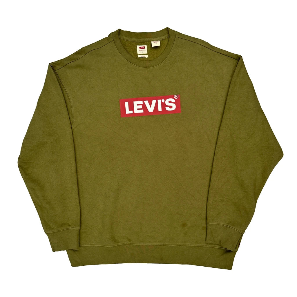Levis Sweatshirt - Large Green Cotton Refurbished - Thrifted (note: this is a term often used to describe second- refurbished available on Cerqular