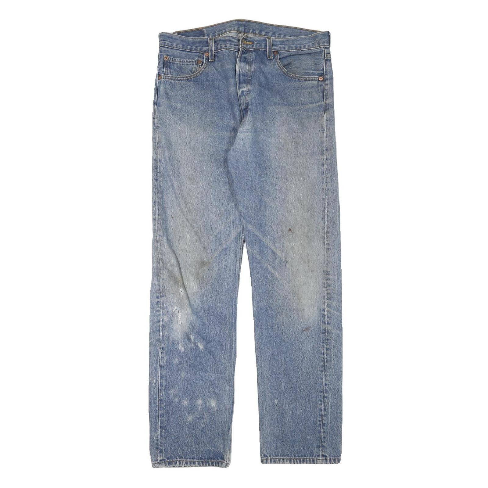 LEVI'S 501 Mens Jeans Blue Regular Straight Denim Medium W34 L32 Classic Button Refurbished - N/A refurbished available on Cerqular