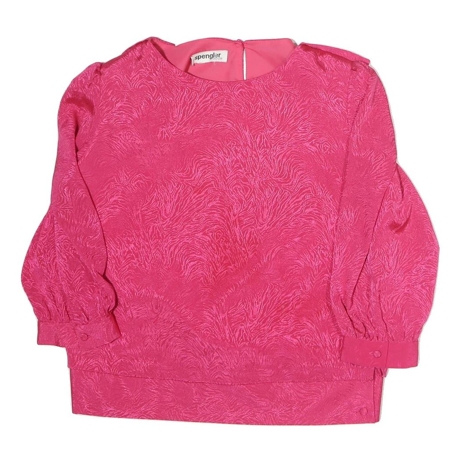 SPENGLER Womens Pink Printed Top Long Sleeve Round Neck L Stylish Elegant Refurbished - N/A refurbished available on Cerqular