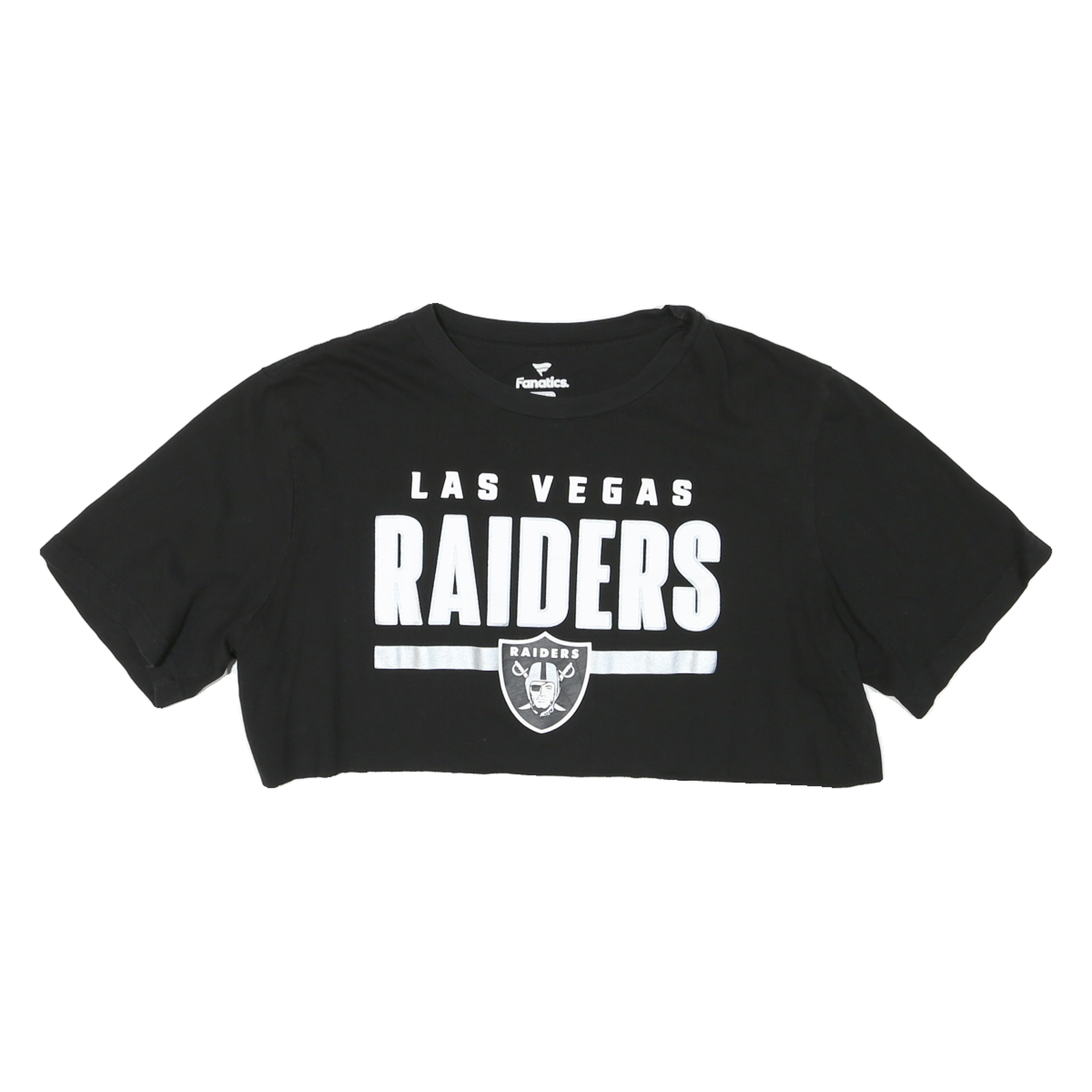 FANATICS Womens Black Las Vegas Raiders Crop T-Shirt XL Short Sleeve Crew Neck Refurbished - N/A refurbished available on Cerqular