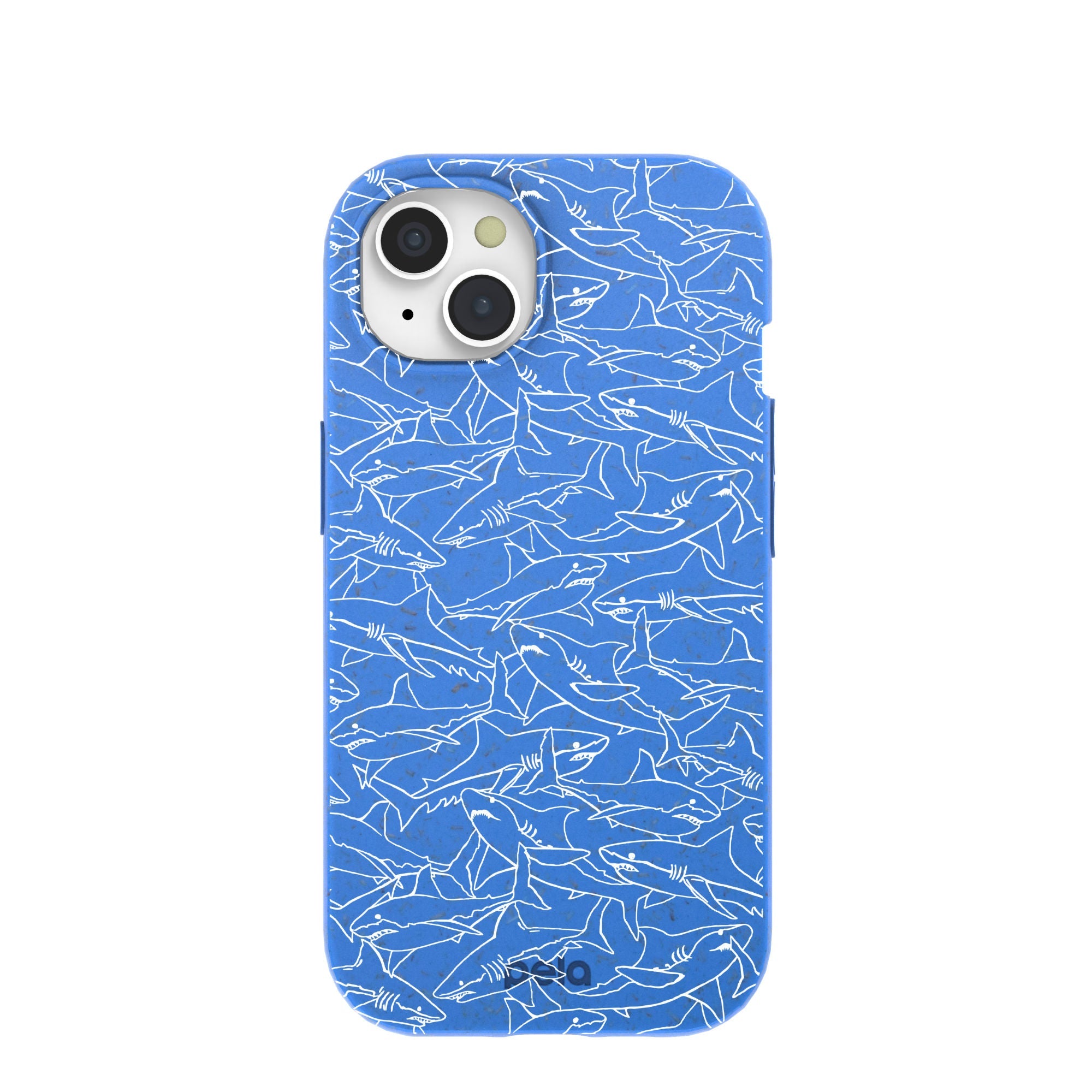 Buy Electric Blue Shark Frenzy iPhone 15 Case Refurbished - $65.00 Electric Blue Shark Frenzy iPhone 15 Case Refurbished - Pela Case refurbished available on Cerqular