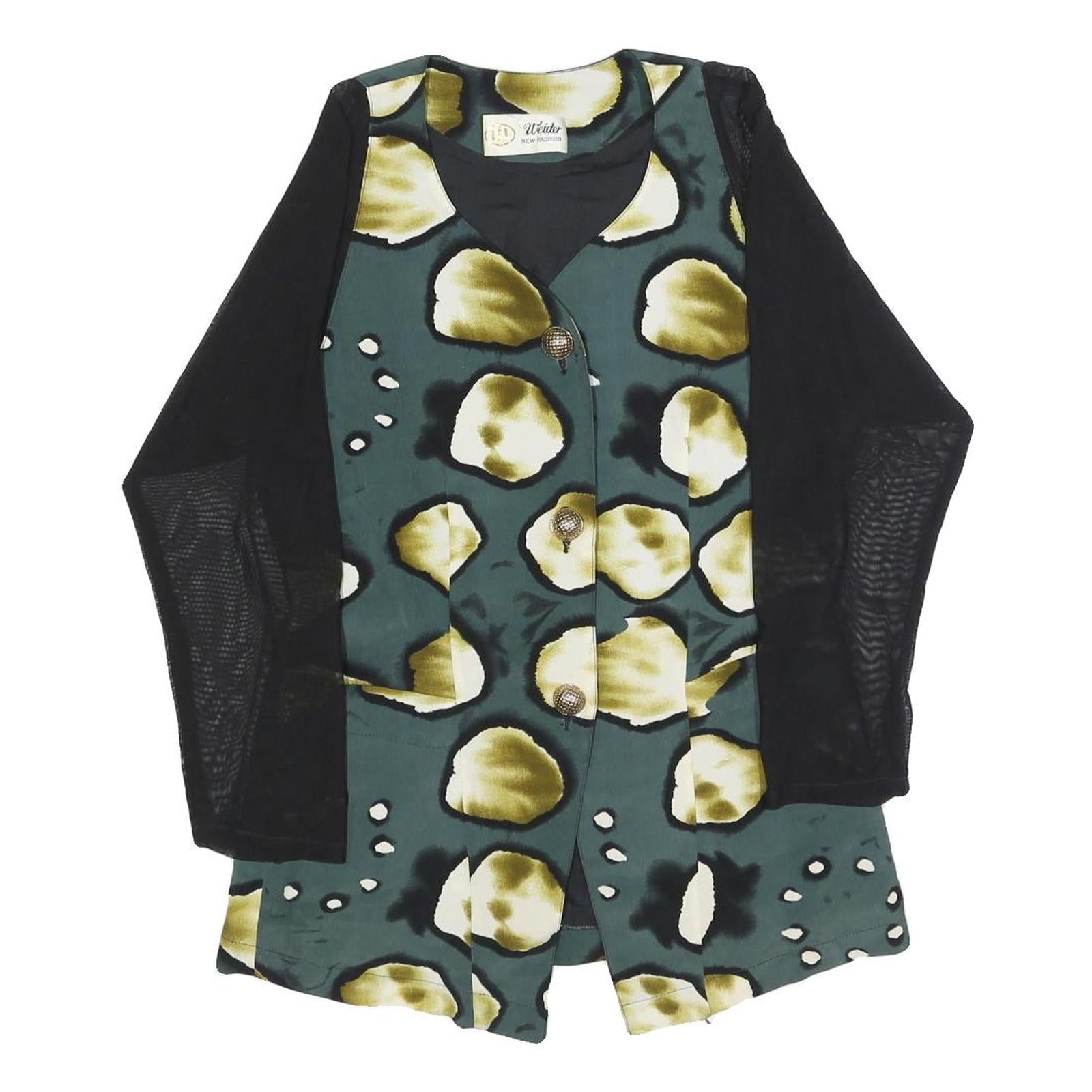 WEIDER Womens Green & Yellow Printed Top Long Sleeve Round Neck S Stylish Refurbished - N/A refurbished available on Cerqular