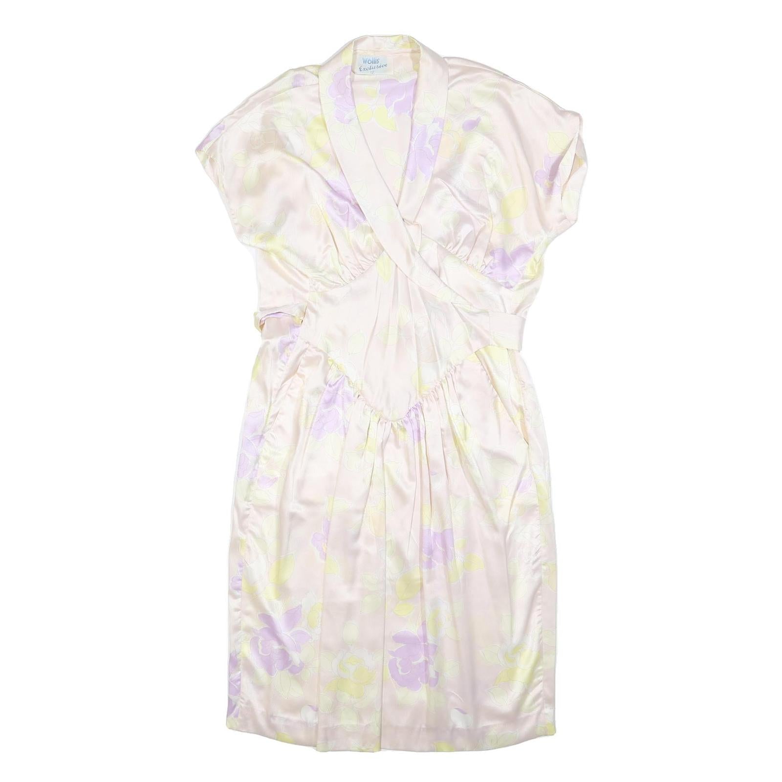 WALLIS Womens Cream & Lilac Floral Day Dress Polyester Short Sleeve Midi M Refurbished - N/A refurbished available on Cerqular