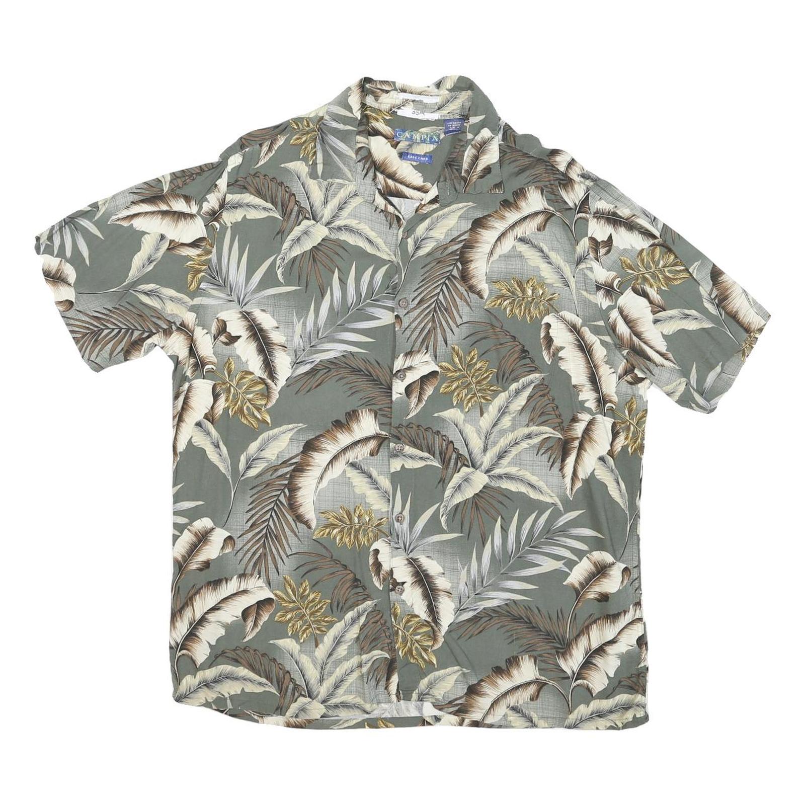 CAMPIA Mens Green Hawaiian Shirt L Rayon Short Sleeve Casual Beachwear Refurbished - N/A refurbished available on Cerqular