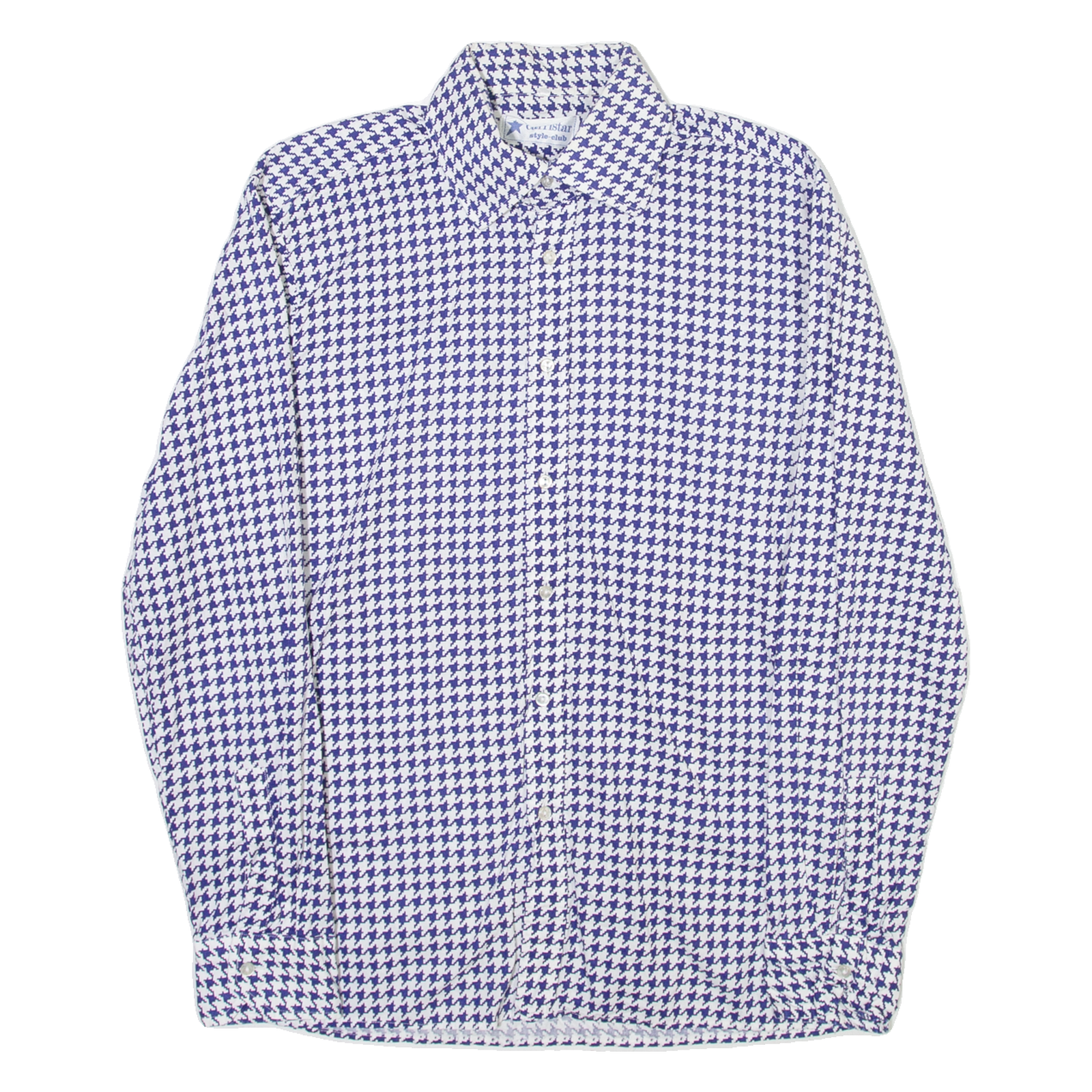 CARRISTAR Mens Shirt Blue Houndstooth Long Sleeve M Refurbished - N/A refurbished available on Cerqular