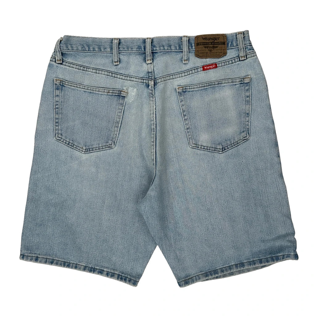 Wrangler Denim Shorts - 34W 10L Light Wash Denim Refurbished - Thrifted (note: this is a term often used to describe second- refurbished available on Cerqular