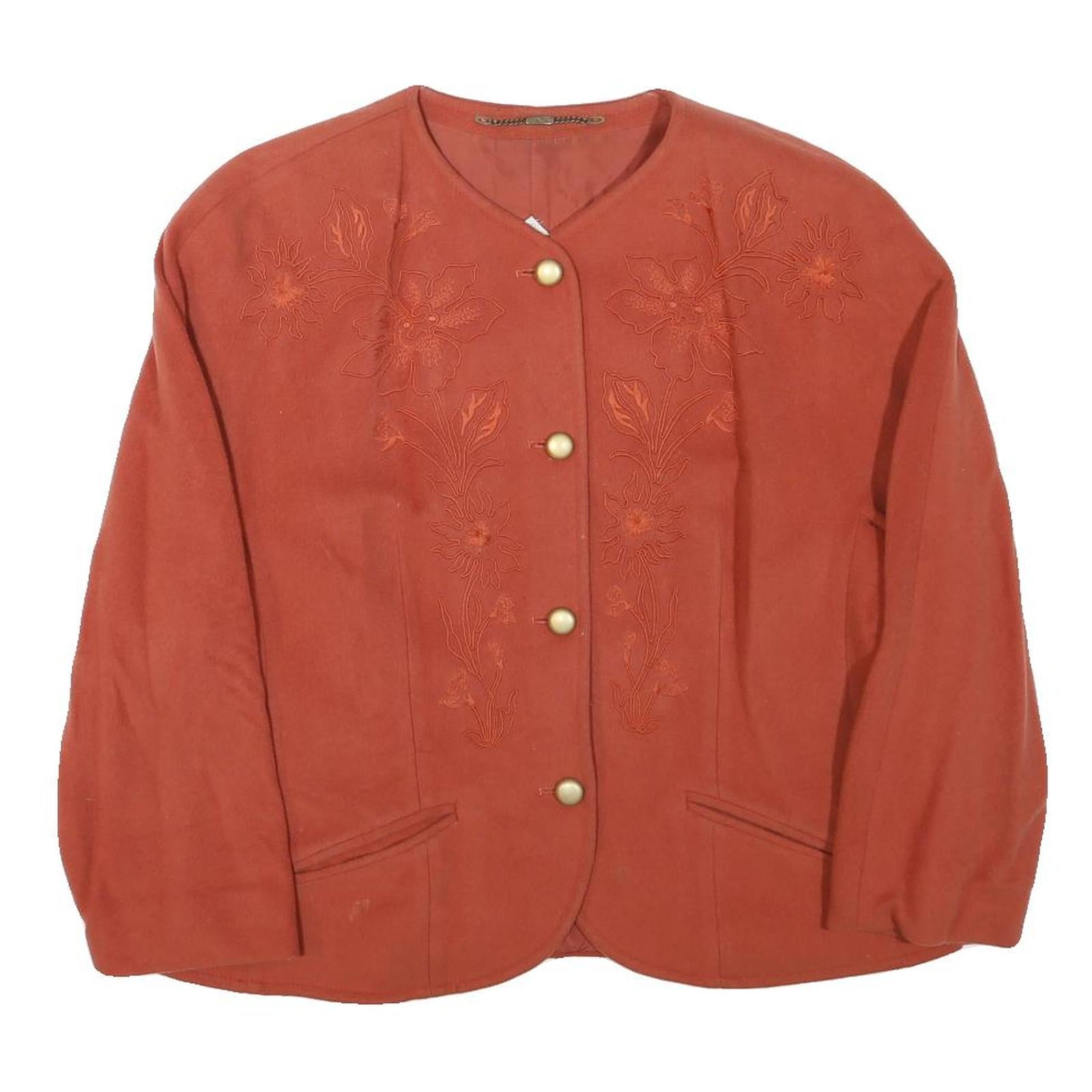 CLASSIC SET Womens Red Button Jacket L Polyester Blend Embroidered Floral Refurbished - N/A refurbished available on Cerqular