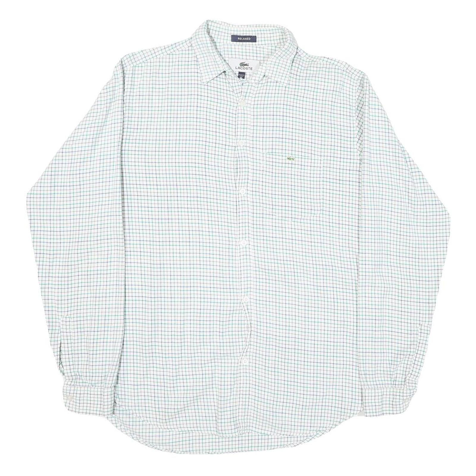 Buy LACOSTE Mens White & Green Checked Cotton Blend Shirt XL Relaxed Fit Casual Refurbished - $45.49 LACOSTE Mens White & Green Checked Cotton Blend Shirt XL Relaxed Fit Casual Refurbished - N/A refurbished available on Cerqular