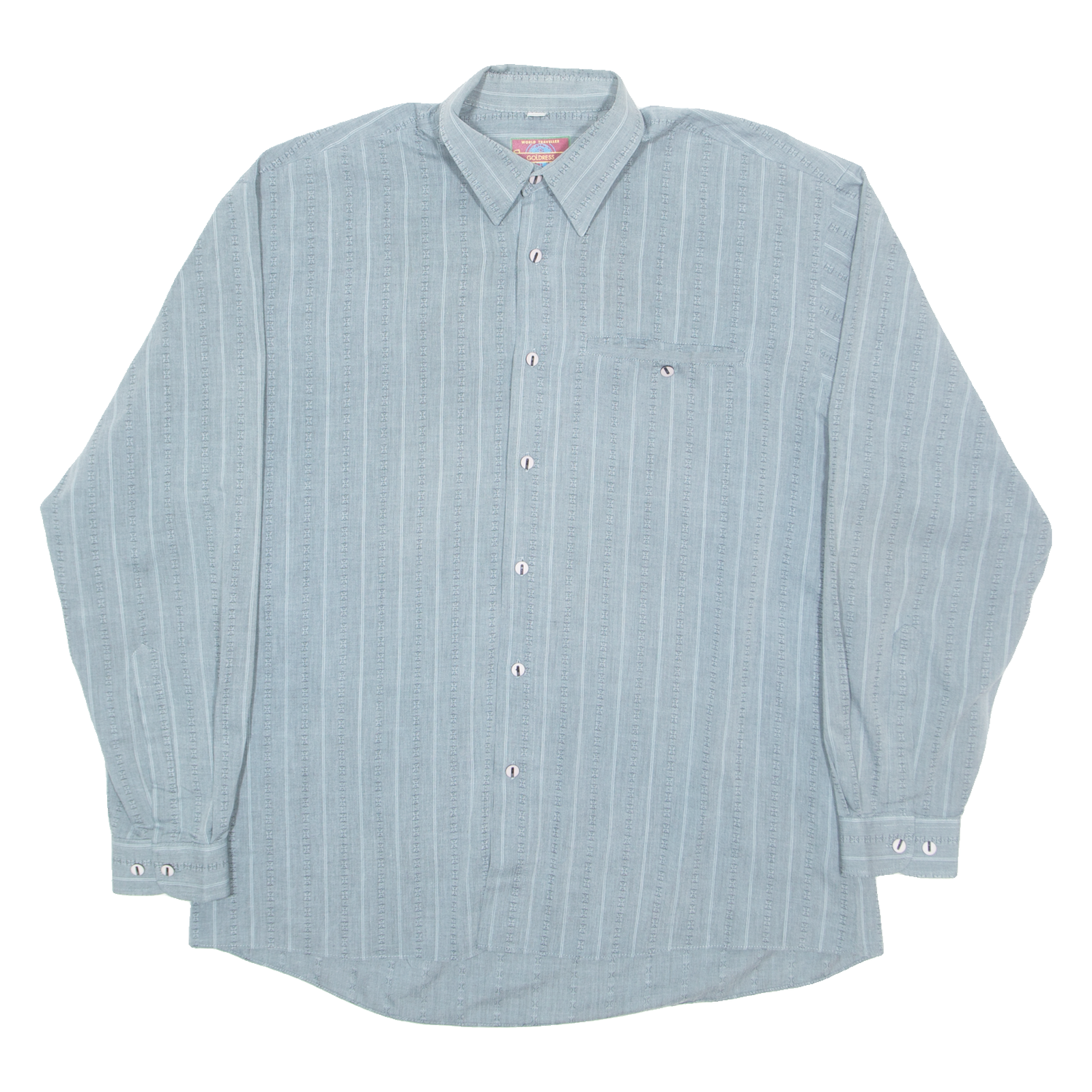 GOLDRESS Mens Shirt Grey Striped Long Sleeve L Refurbished - N/A refurbished available on Cerqular