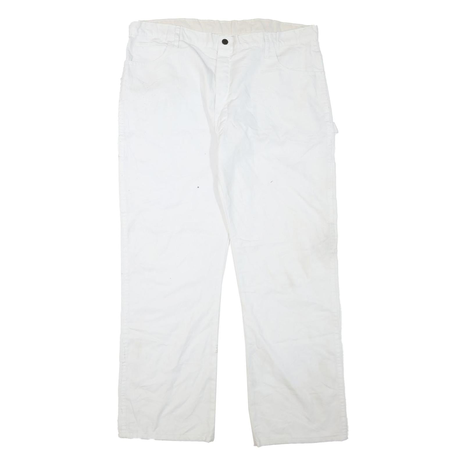 DICKIES Mens White Regular Straight Cotton Blend Jeans W40 L32 Workwear Zip Refurbished - N/A refurbished available on Cerqular
