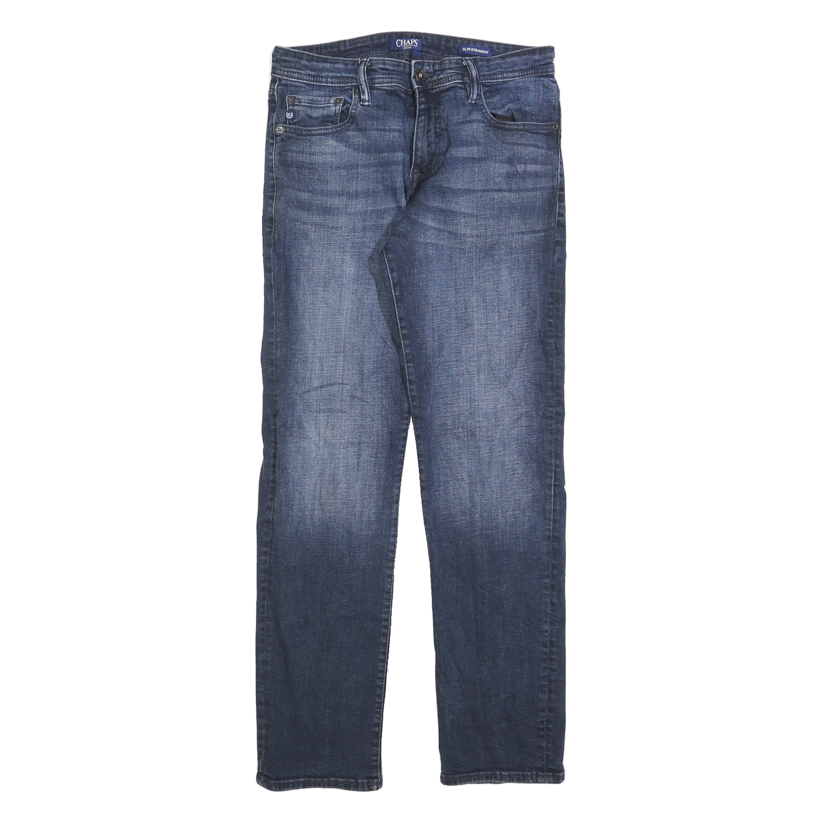 CHAPS Mens Slim Jeans Blue Denim W32 L32 Zip Classic Plain Cotton Refurbished - N/A refurbished available on Cerqular