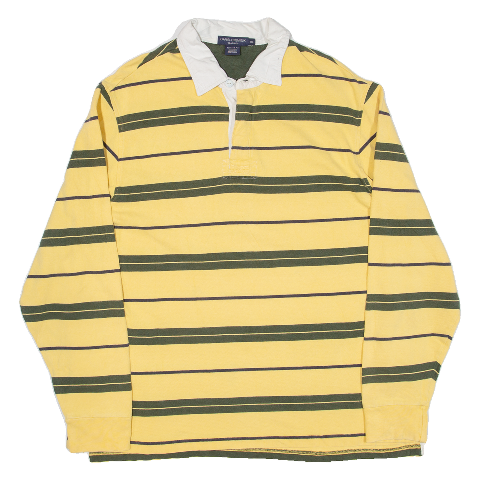 DANIEL CREMIEUX Mens Polo Shirt Yellow Striped Long Sleeve XL Refurbished - N/A refurbished available on Cerqular