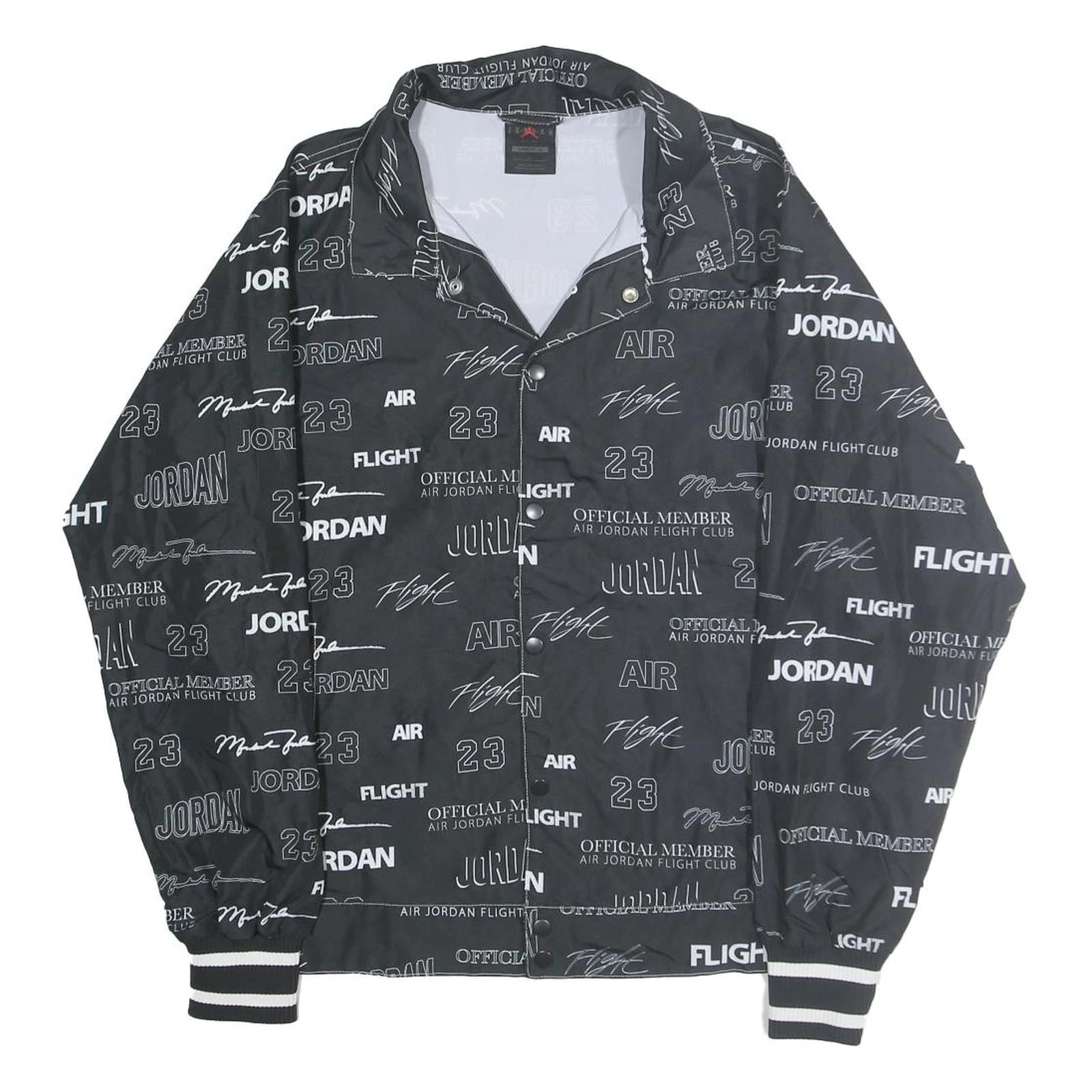 AIR JORDAN Mens Black Flight Club S Polyester Jacket Zip Coach Patterned Refurbished - N/A refurbished available on Cerqular