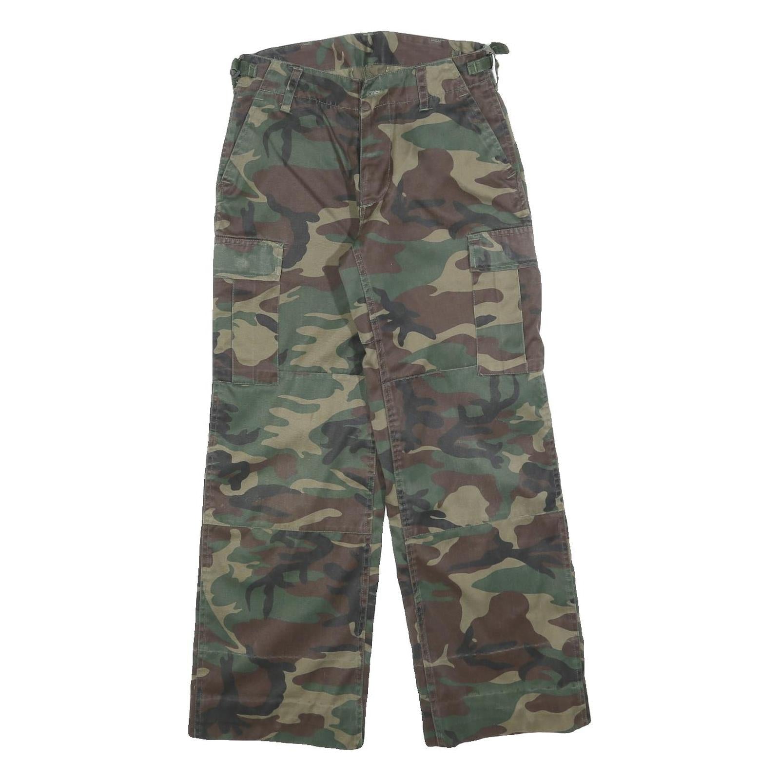 Mens Regular Fit Cotton Blend Green & Brown Camouflage Cargo Trousers W26 L28 Refurbished - N/A refurbished available on Cerqular