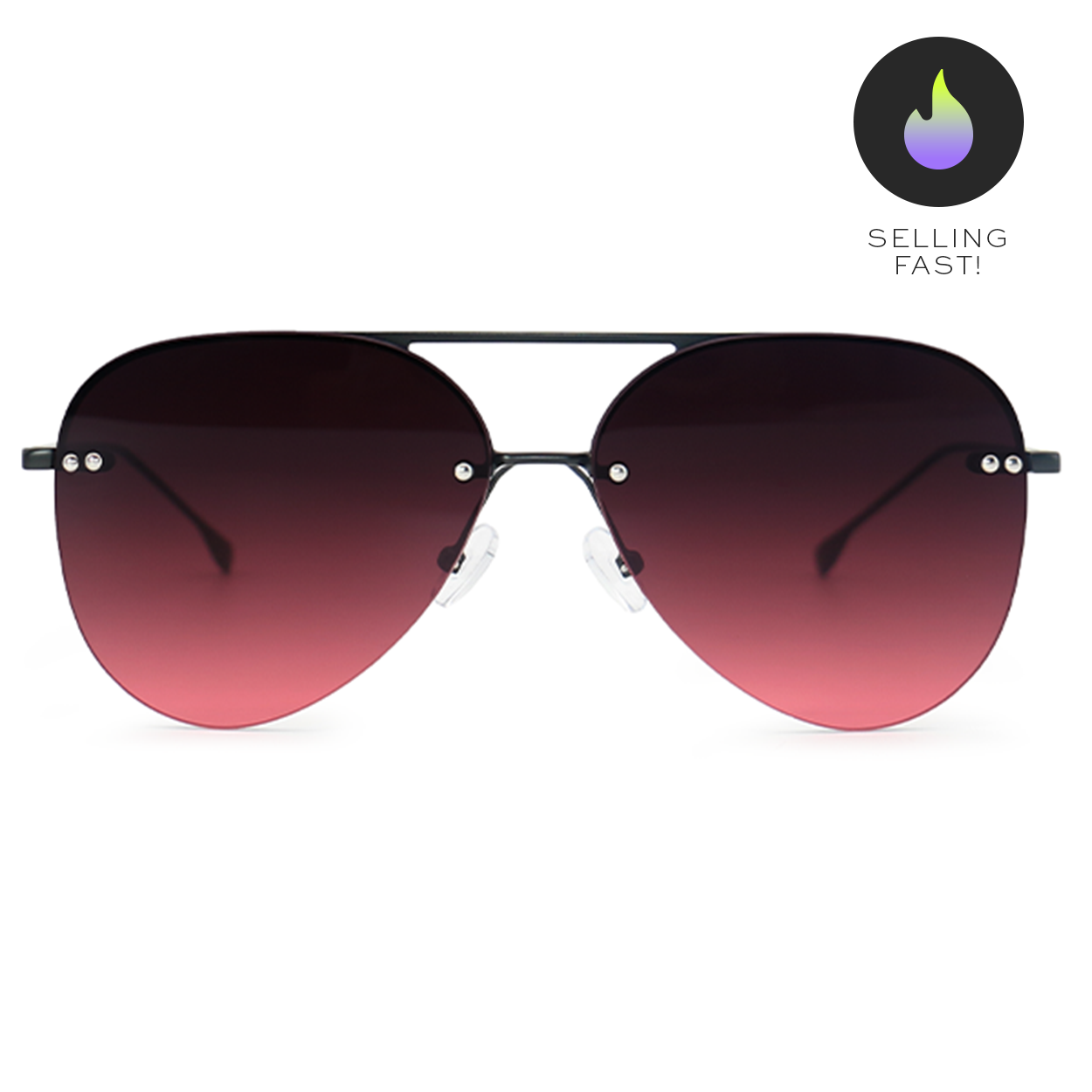Smaller Megan 2 - Ruby Metal Aviator Sunglasses | Color: Black - Burgundy | Size: NARROW Refurbished - N/A refurbished available on Cerqular