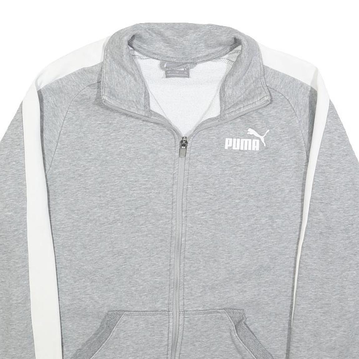 PUMA Mens Grey & White Zip Jacket S Cotton Blend Plain Lightweight Sportswear Refurbished - N/A refurbished available on Cerqular