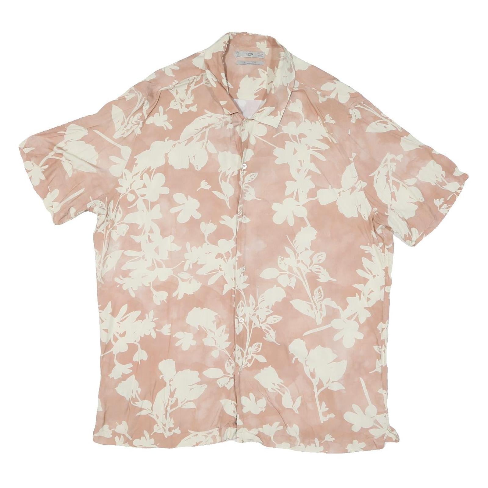 Mens Beige & Cream Floral Polyester Blend Short Sleeve Shirt XL Casual Summer Refurbished - N/A refurbished available on Cerqular