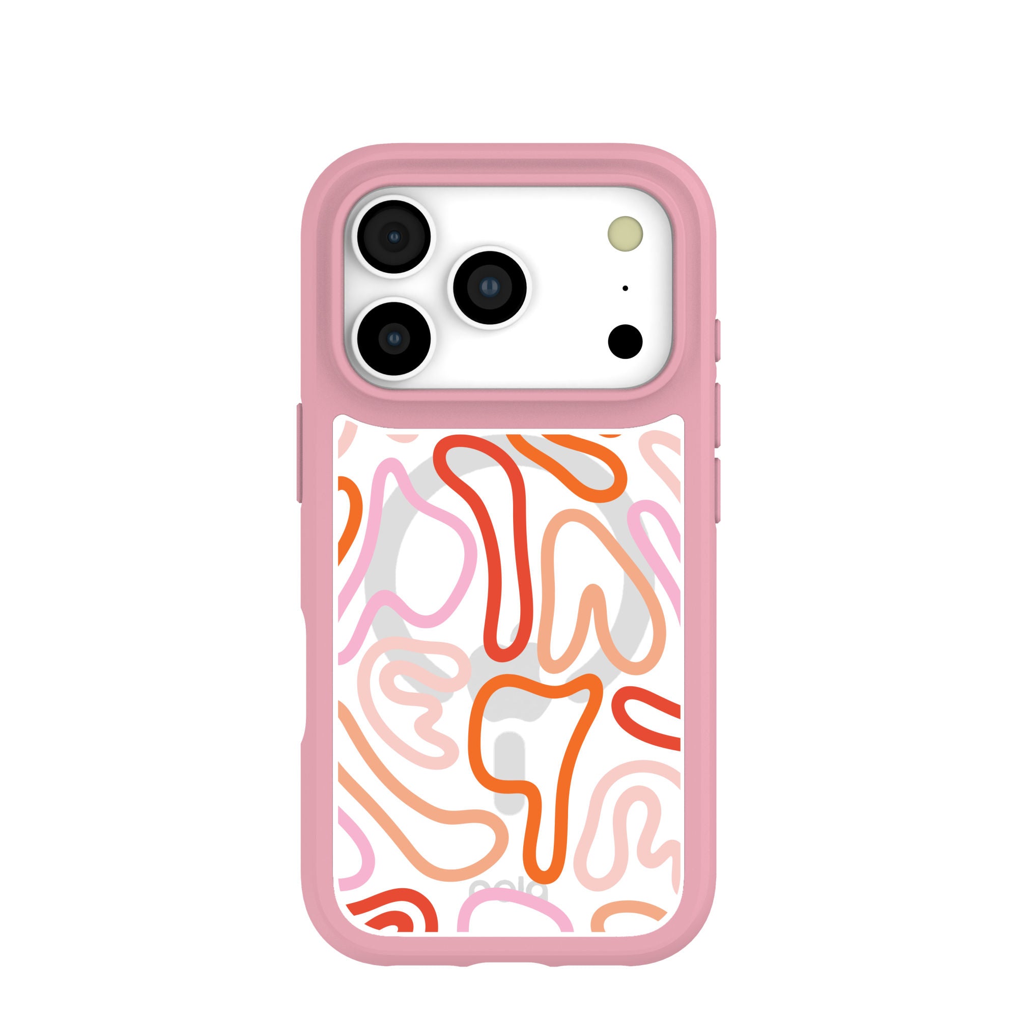 Clear Sweet Doodles iPhone 17 Pro Case With Petal Pink Ridge (MagSafe included) Refurbished - Pela Case refurbished available on Cerqular