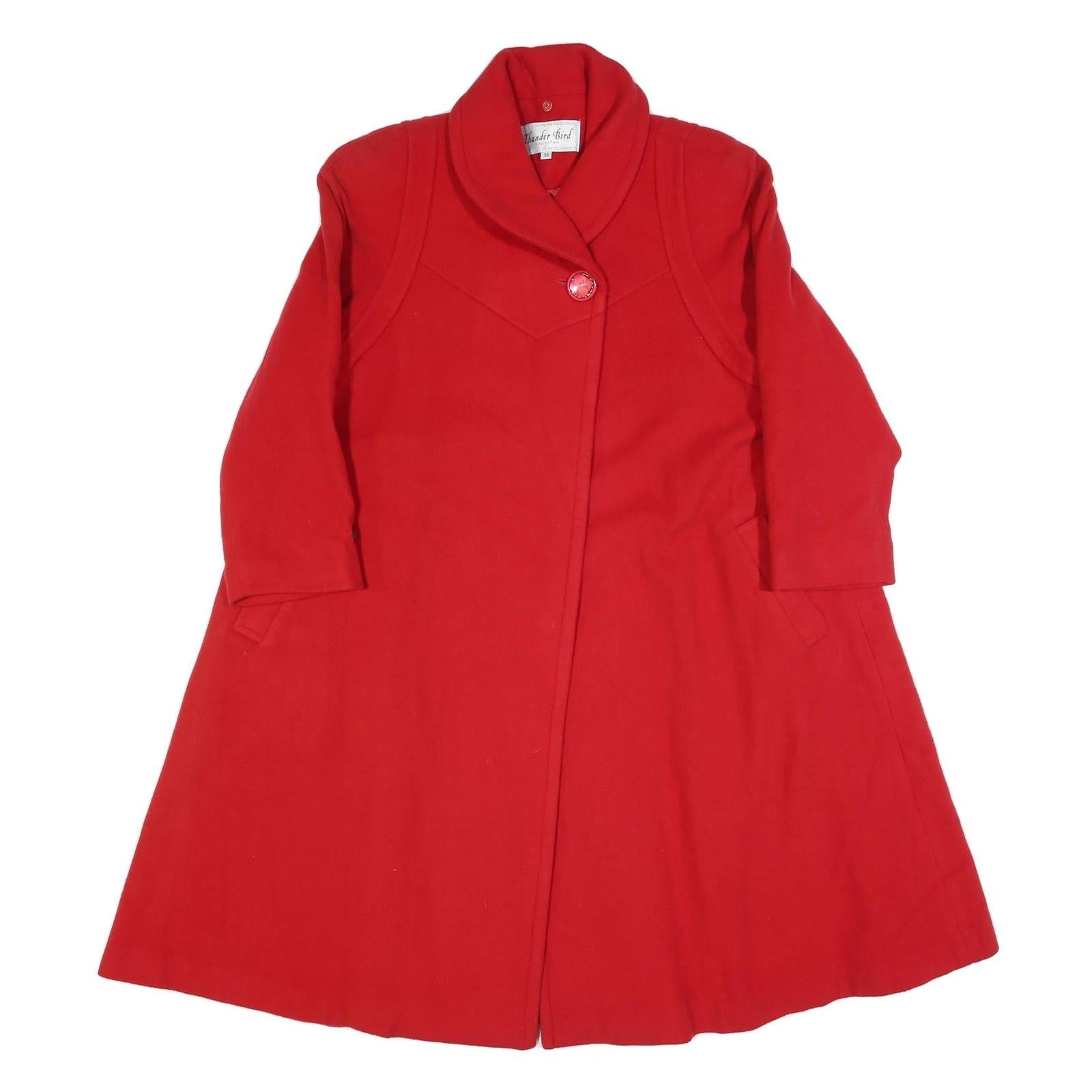 THUNDER BIRD Womens Red Wool Button Jacket S Plain Elegant Stylish Refurbished - N/A refurbished available on Cerqular