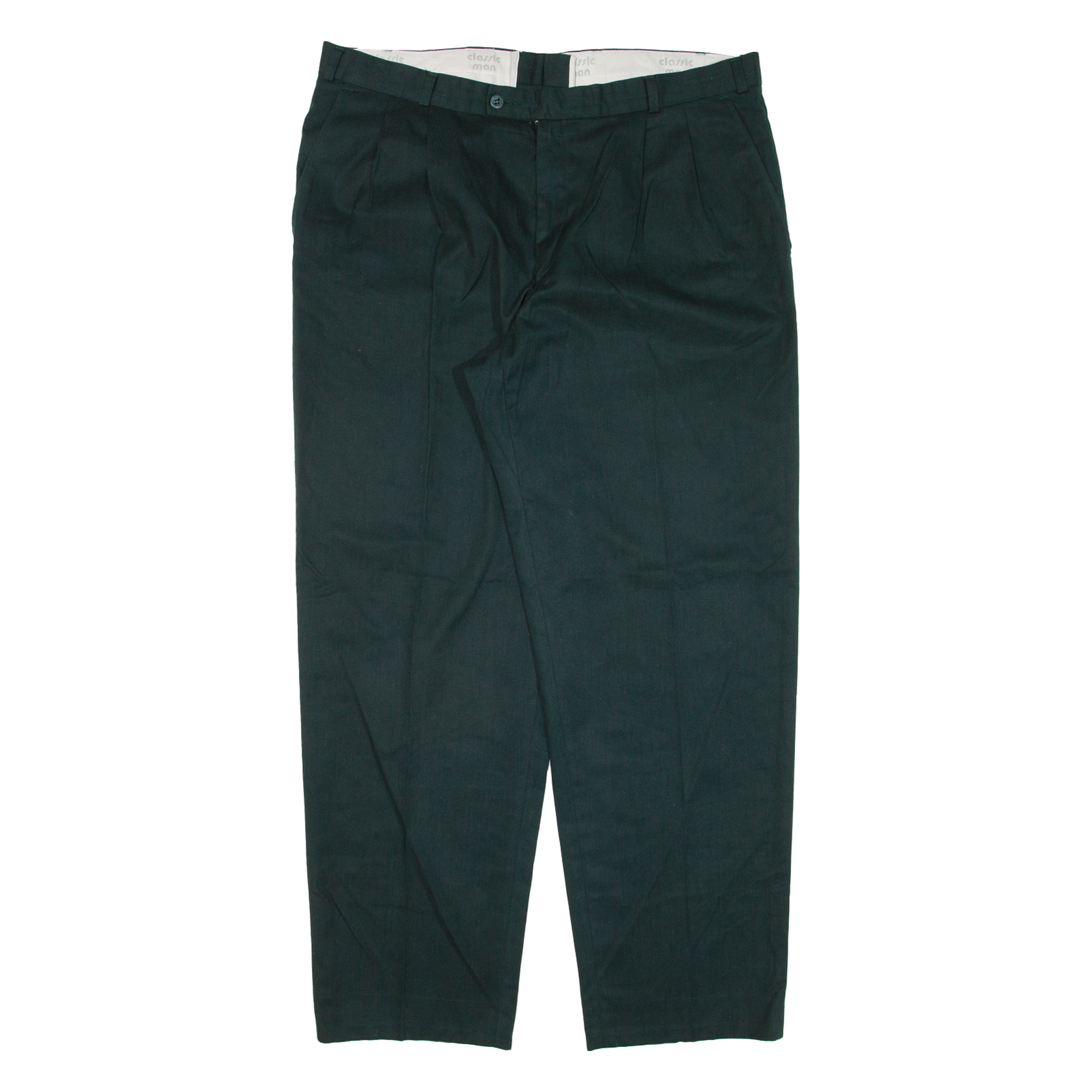 CLASSIC MAN Pleated Mens Trousers Green Relaxed Tapered W37 L30 Refurbished - N/A refurbished available on Cerqular