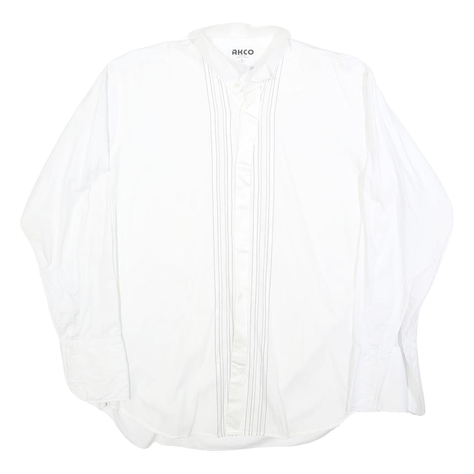 AKCO Mens White L Cotton Blend Shirt Dressy Elegant Formal Button-Up Refurbished - N/A refurbished available on Cerqular