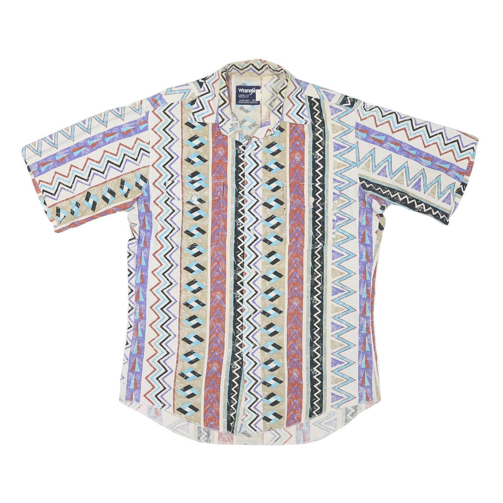 WRANGLER Mens White & Patterned Geometric Print Shirt XL Casual Cotton Blend Refurbished - N/A refurbished available on Cerqular
